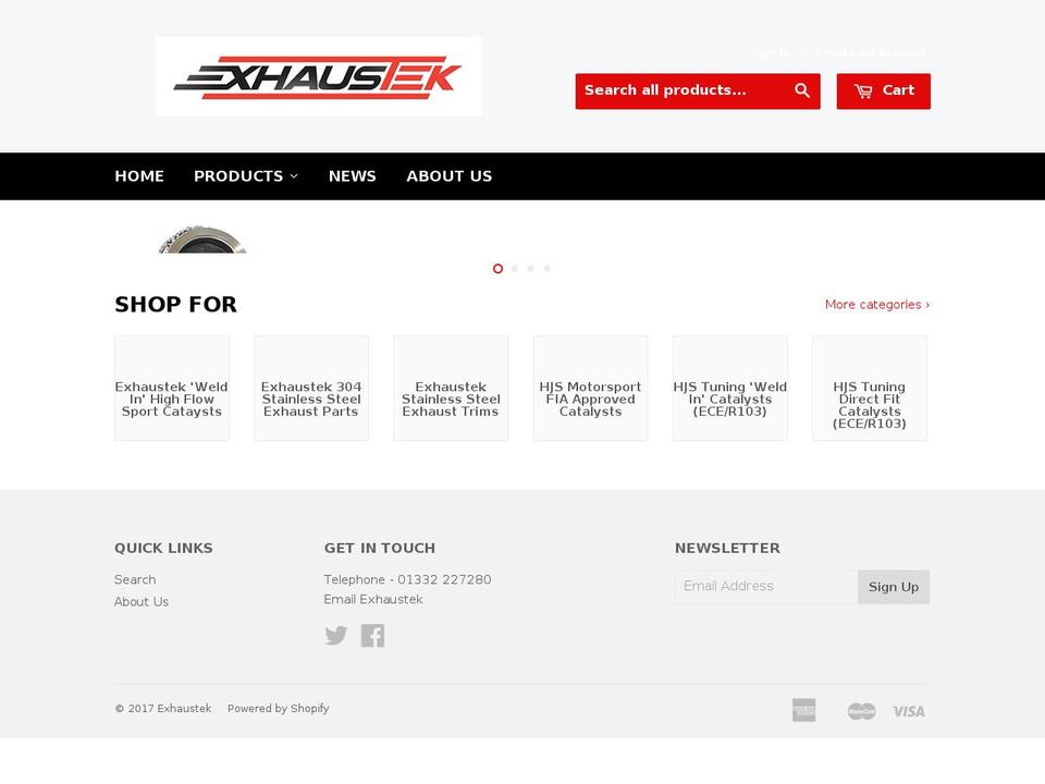 exhaustek.com shopify website screenshot