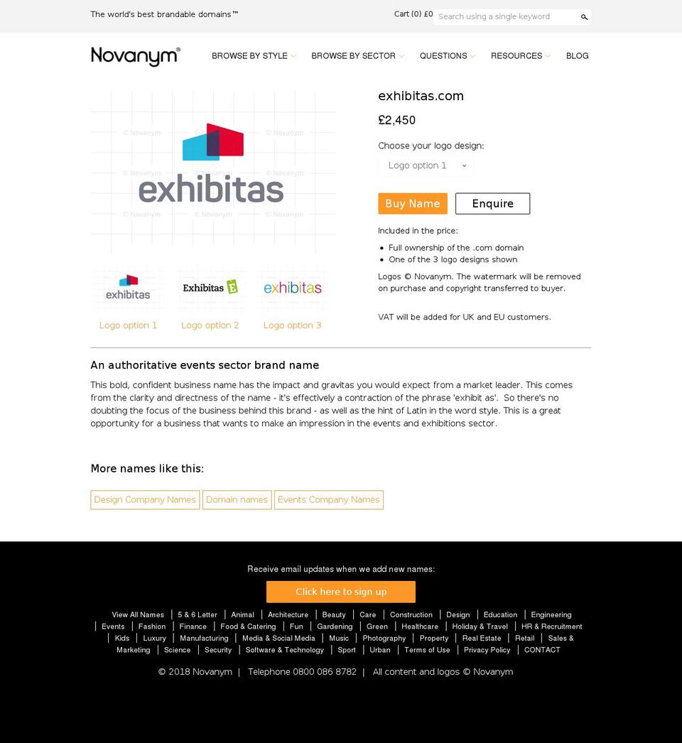 exhibitas.com shopify website screenshot