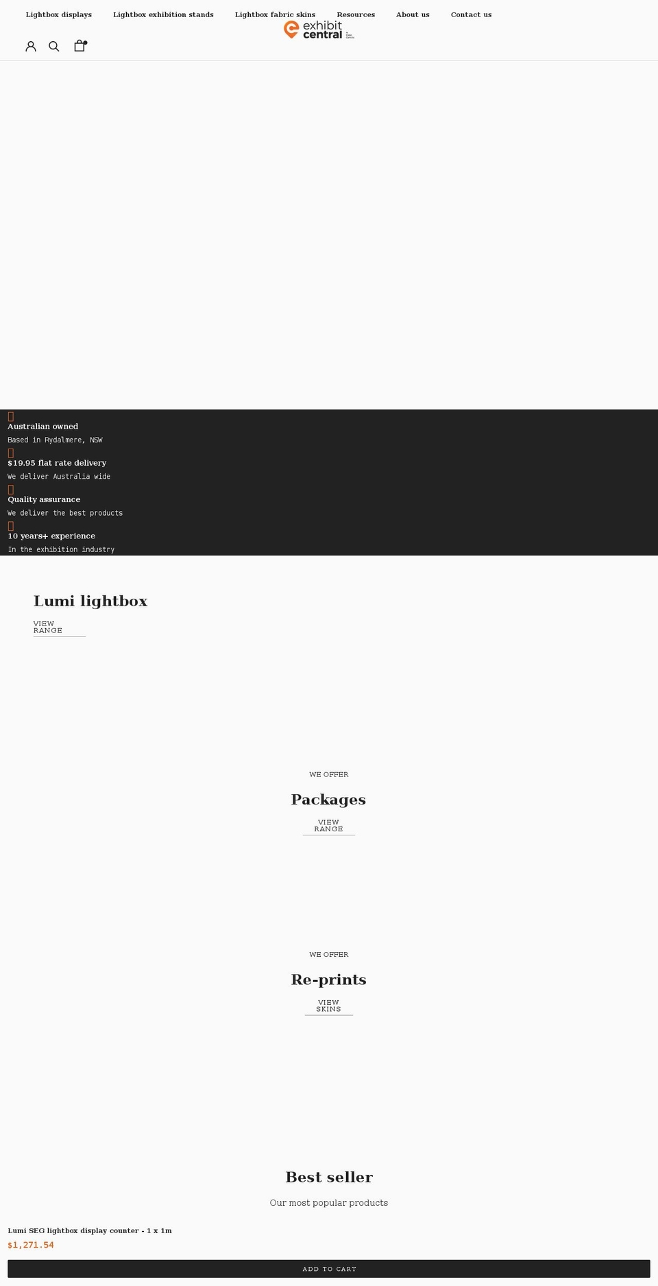 exhibitcentral.com.au shopify website screenshot