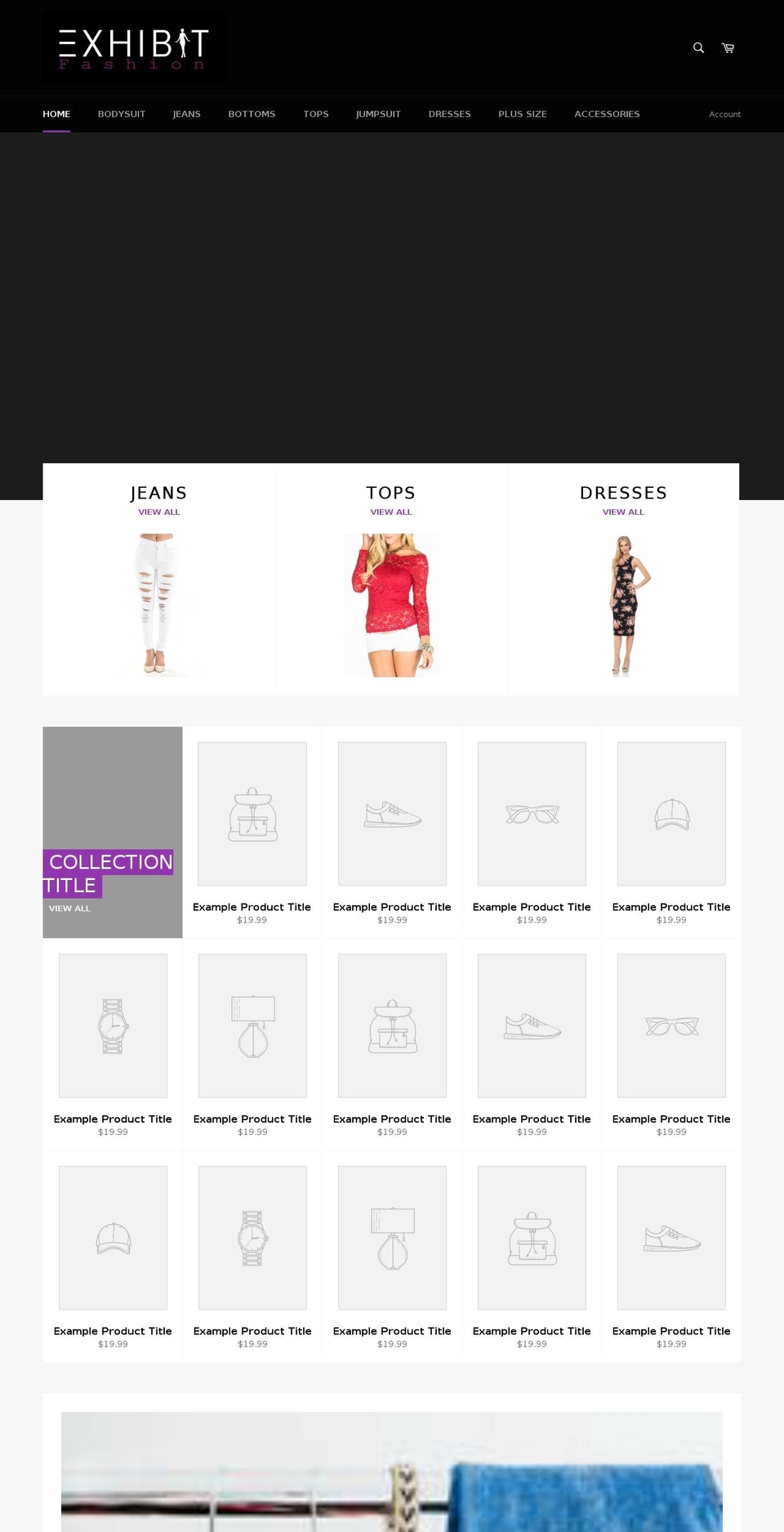 exhibitfashion.com shopify website screenshot