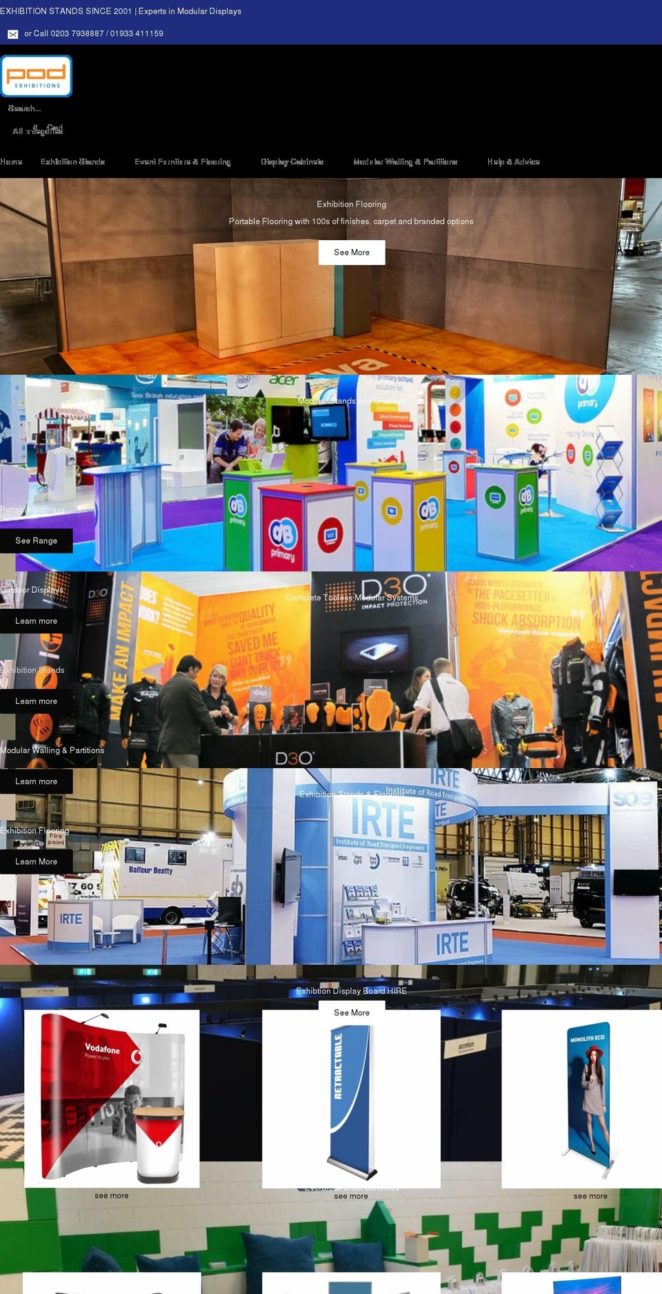 exhibition-display.co.uk shopify website screenshot