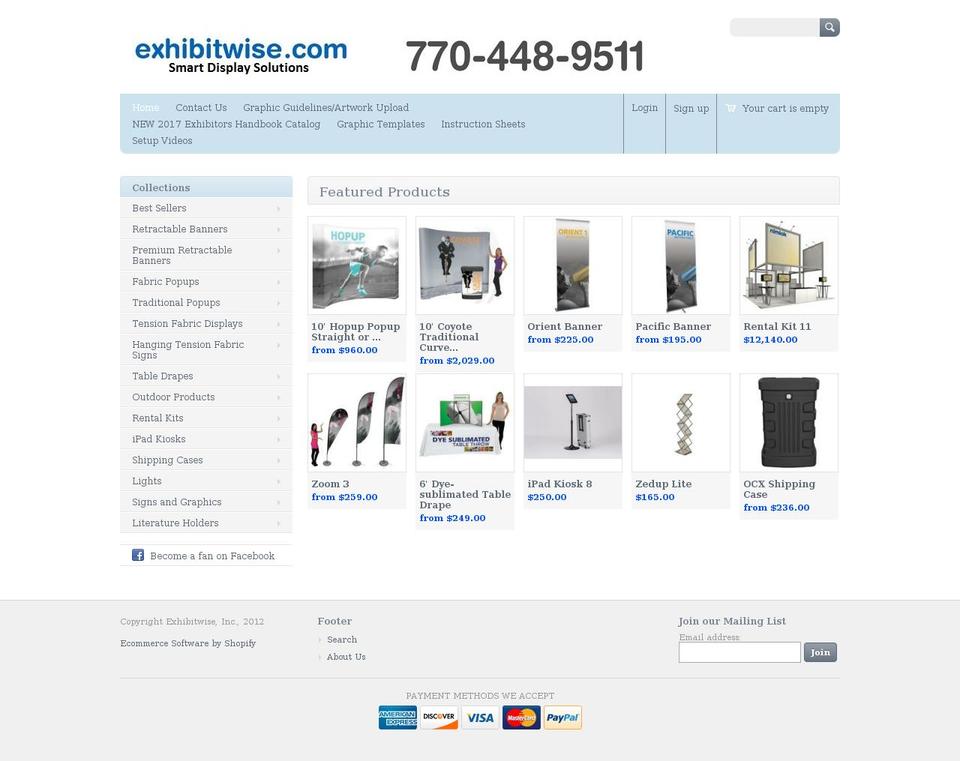 exhibitwise.com shopify website screenshot