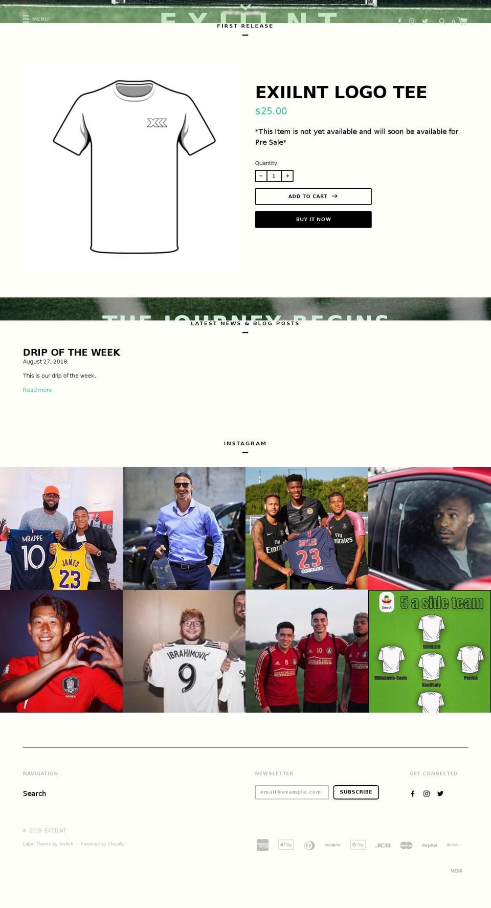 exiilnt.com — Shopify storefront screenshot