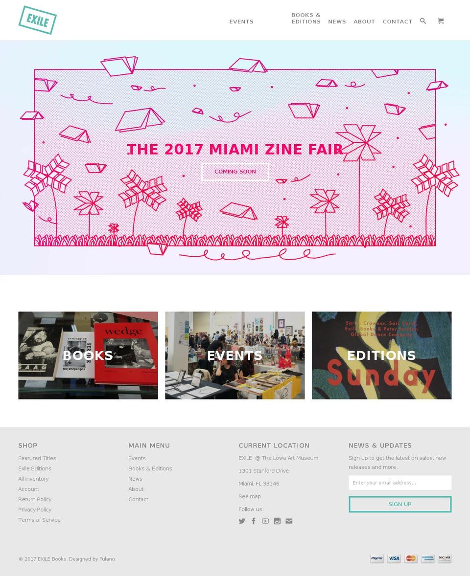exilebooks.com shopify website screenshot