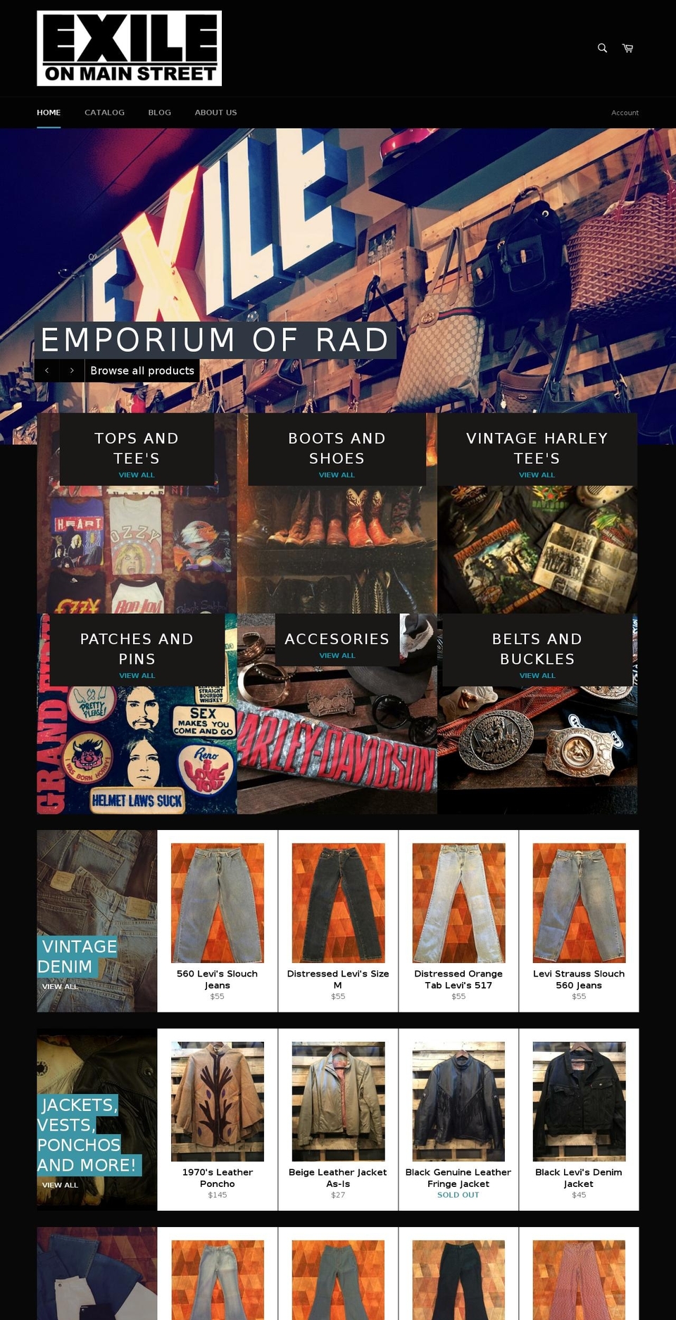 exileboutique.com shopify website screenshot