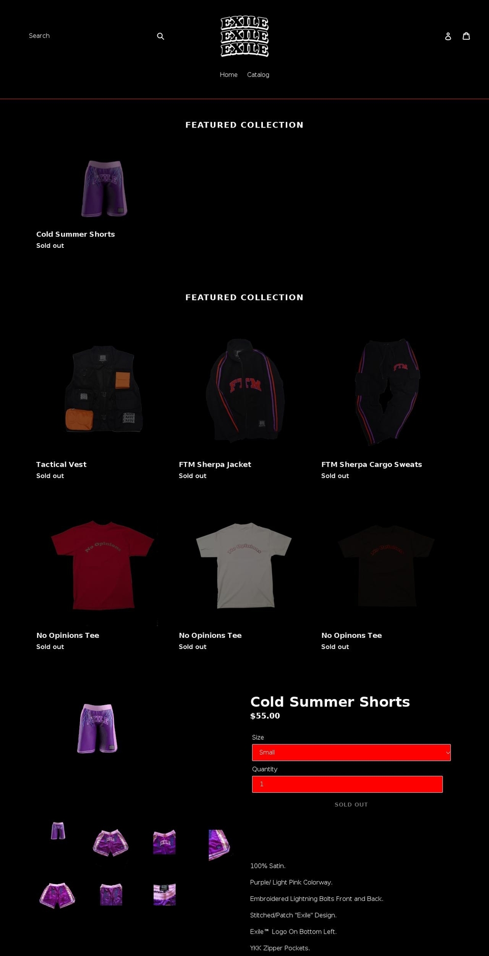 exileftm.com — Shopify storefront screenshot