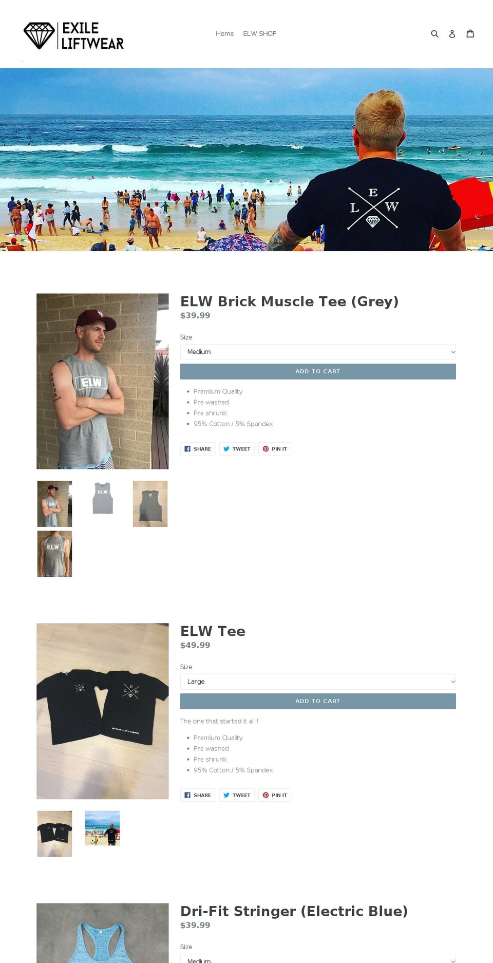 exileliftwear.com — Shopify storefront screenshot