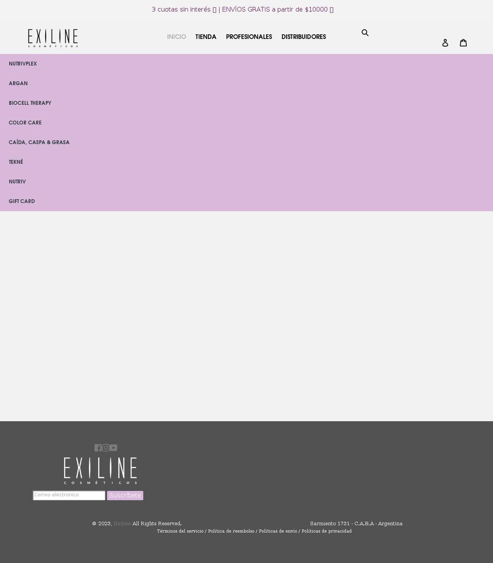 exiline.com shopify website screenshot