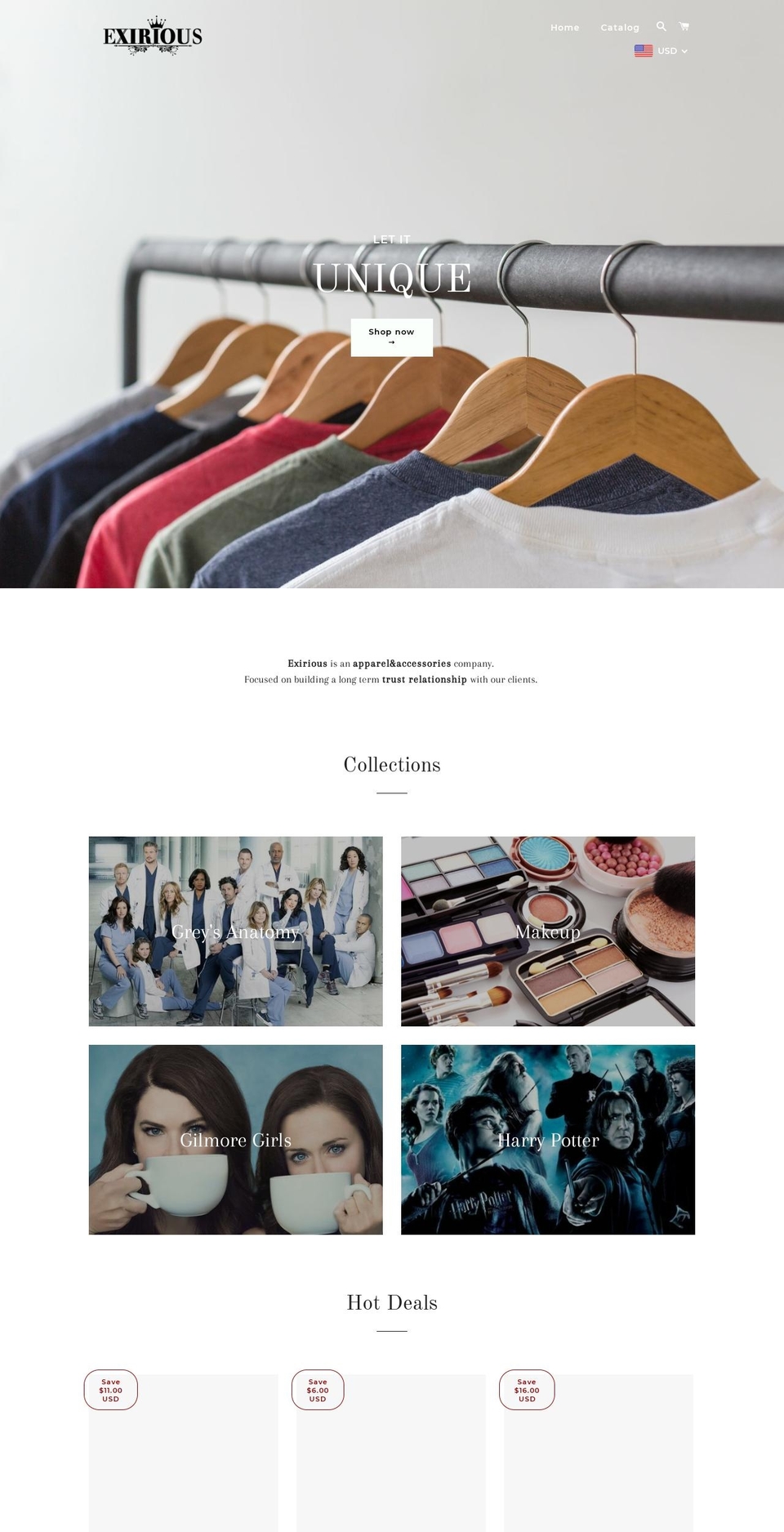 exirious.com — Shopify storefront screenshot