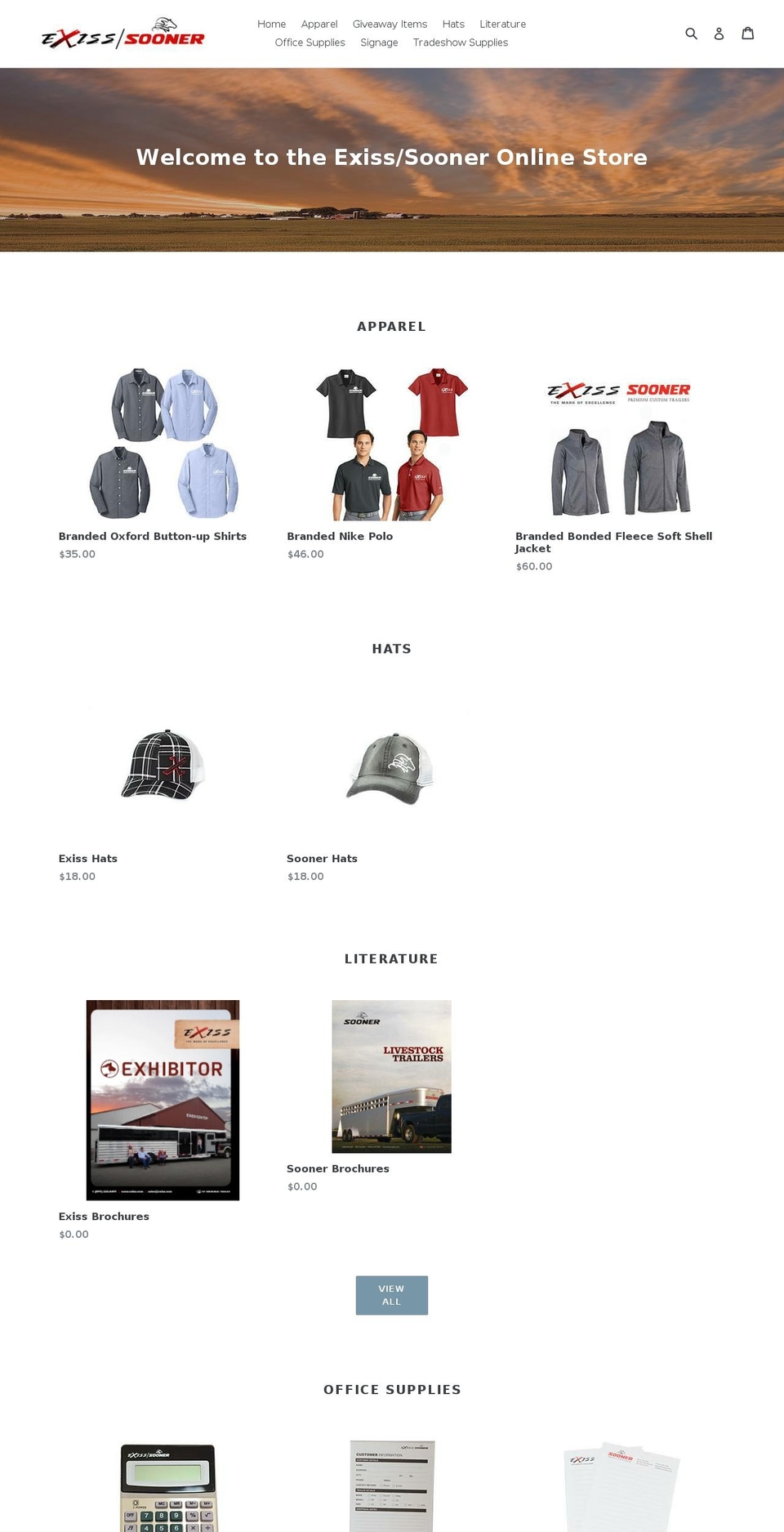 exisssooner.com — Shopify storefront screenshot