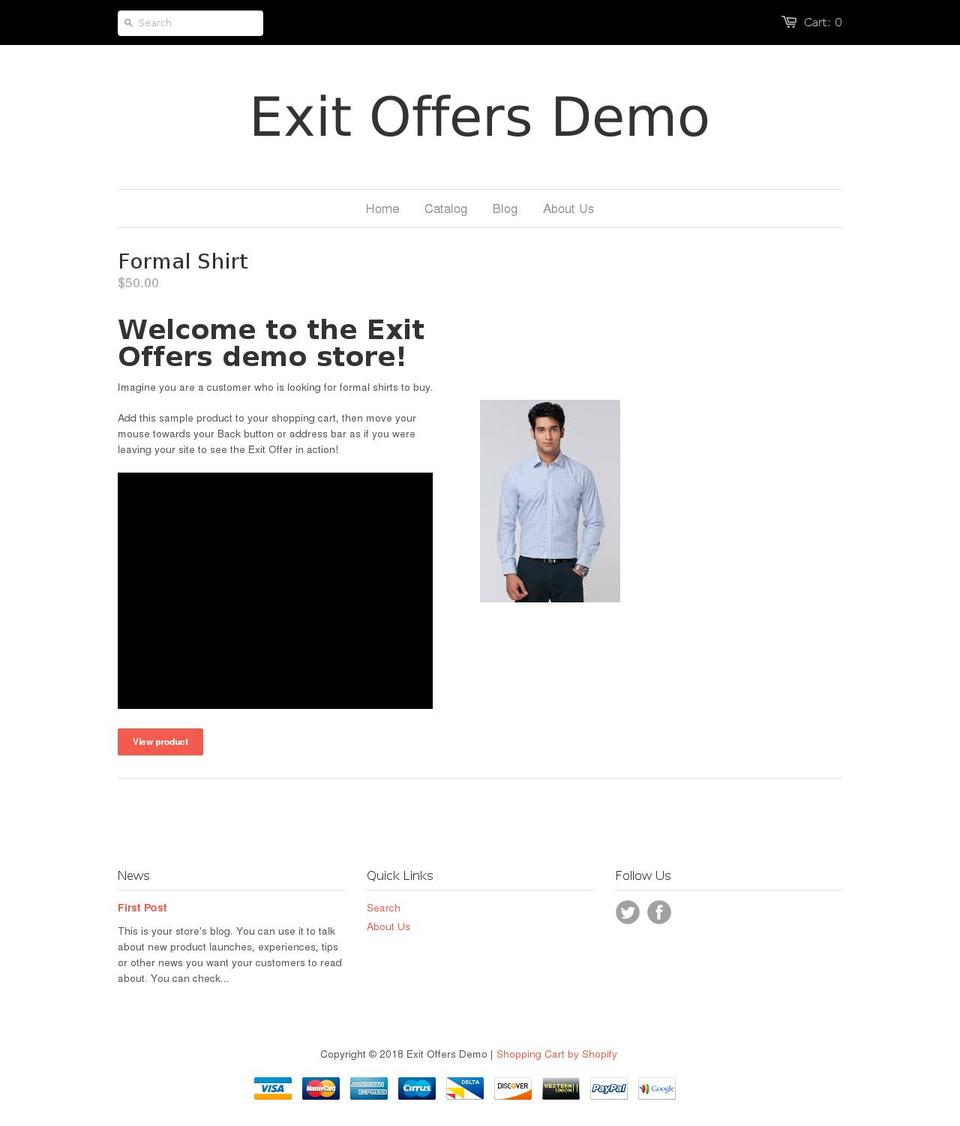 exit-offers-demo.myshopify.com shopify website screenshot