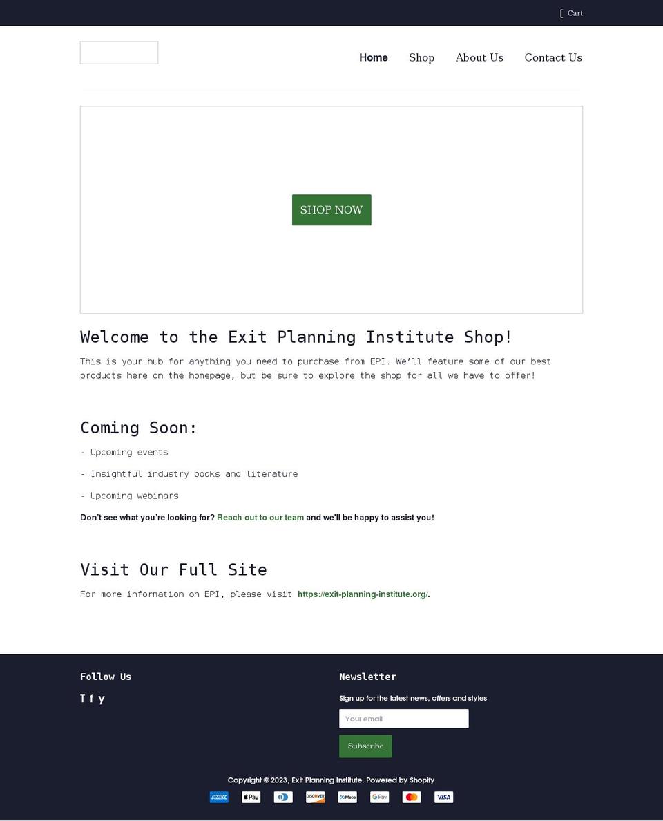 exit-planning-institute.myshopify.com shopify website screenshot