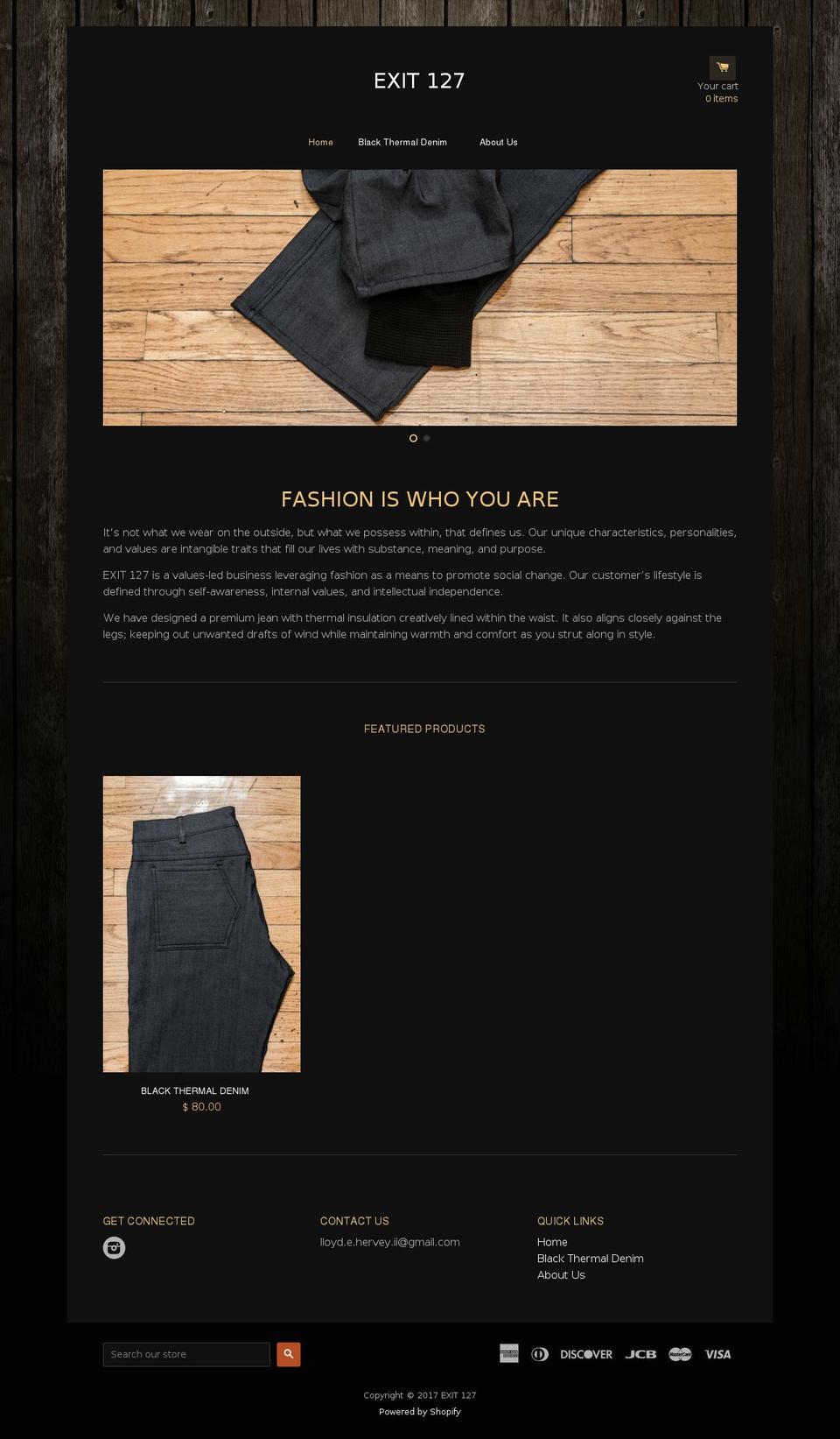 exit127.com shopify website screenshot