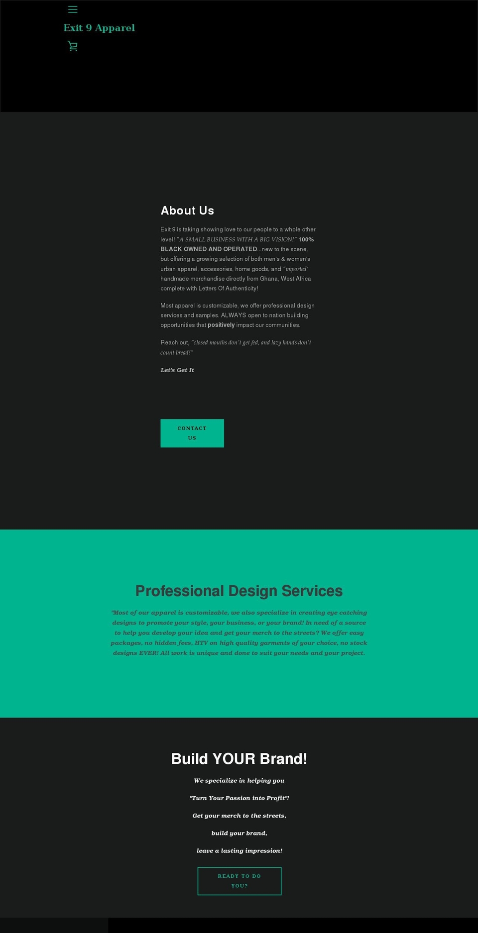 exit9apparel.com shopify website screenshot