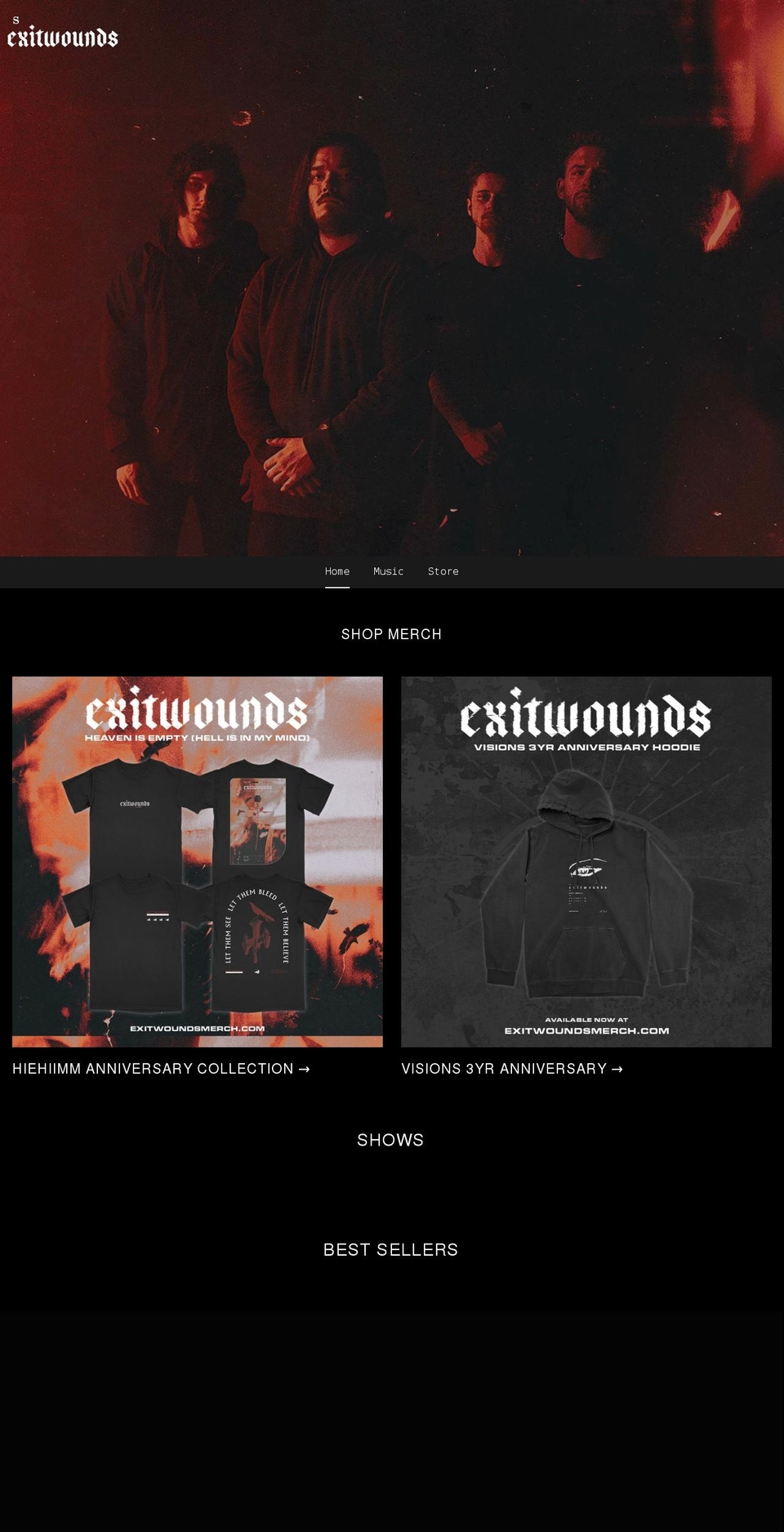 exitwoundsmerch.com shopify website screenshot