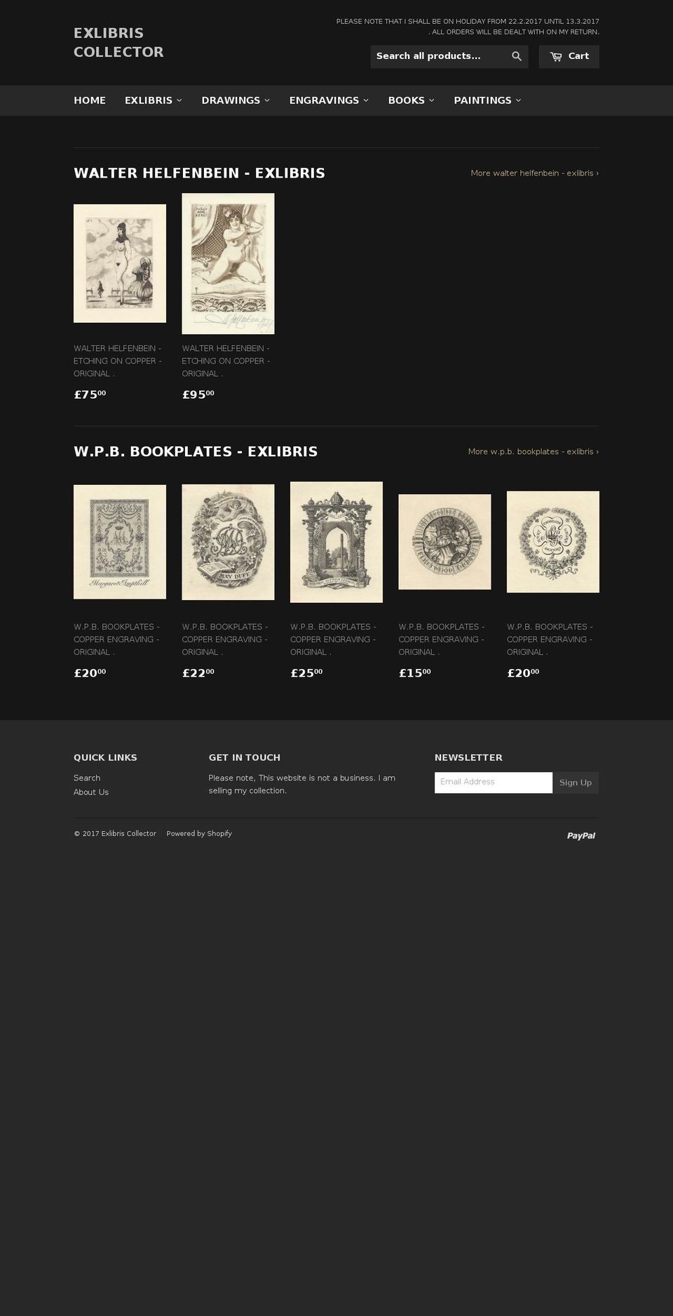 exlibris-collector.com shopify website screenshot