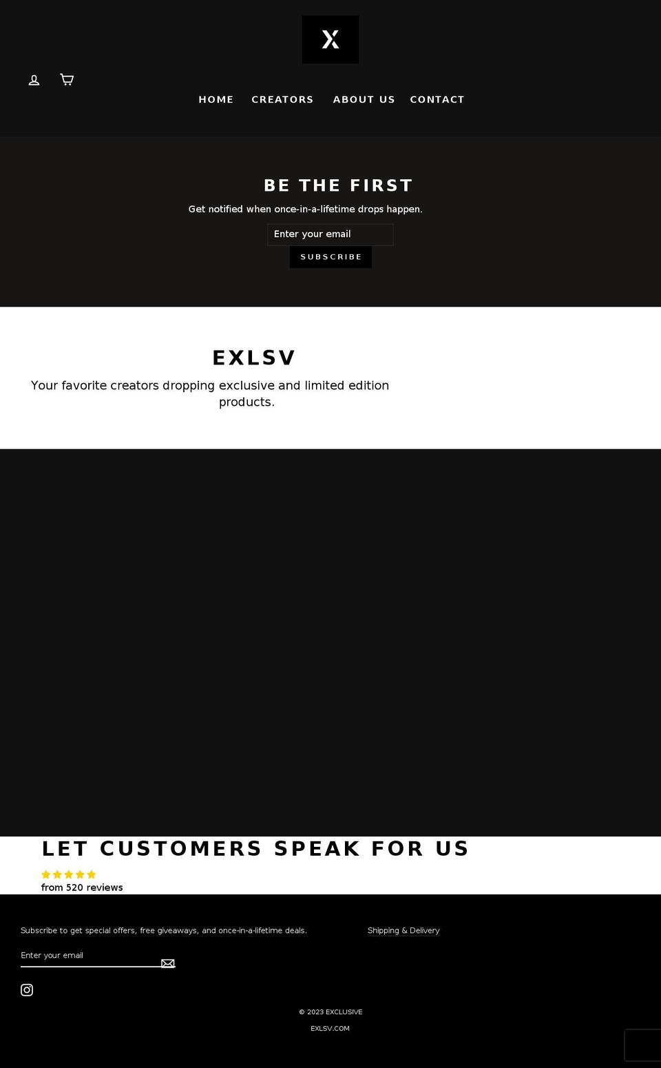 exlsv.com shopify website screenshot