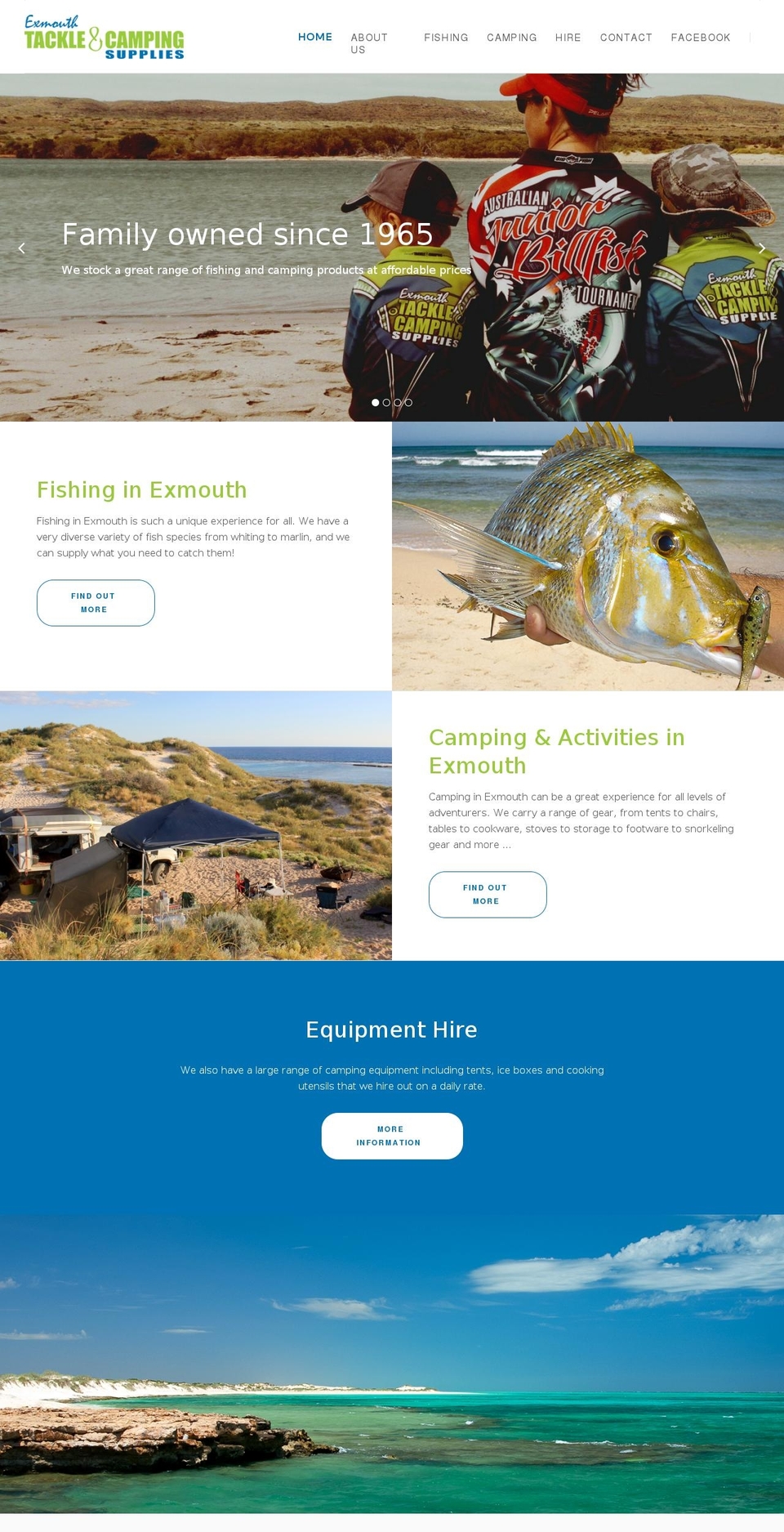 exmouthtackleandcamping.com.au shopify website screenshot