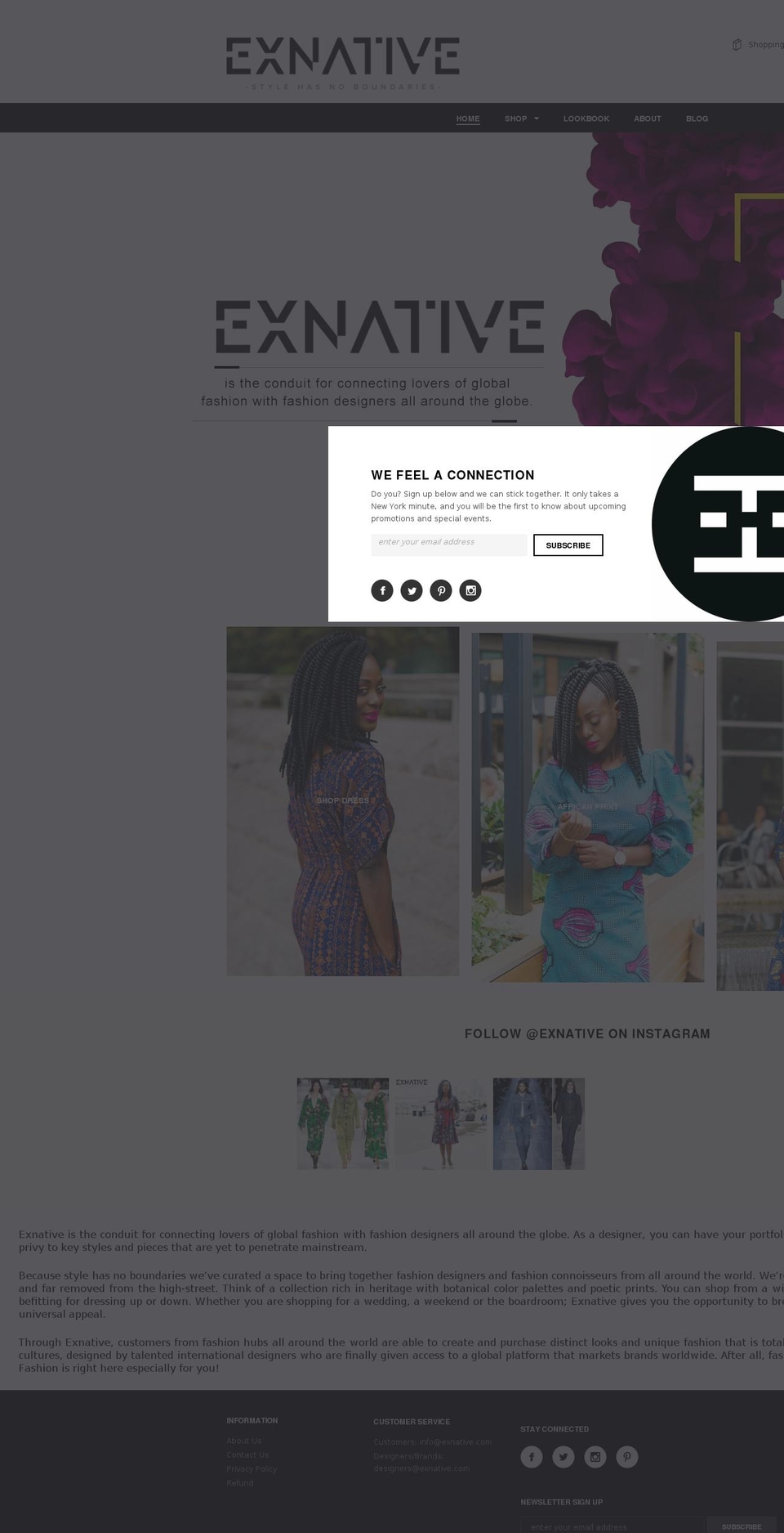 exnative.com shopify website screenshot