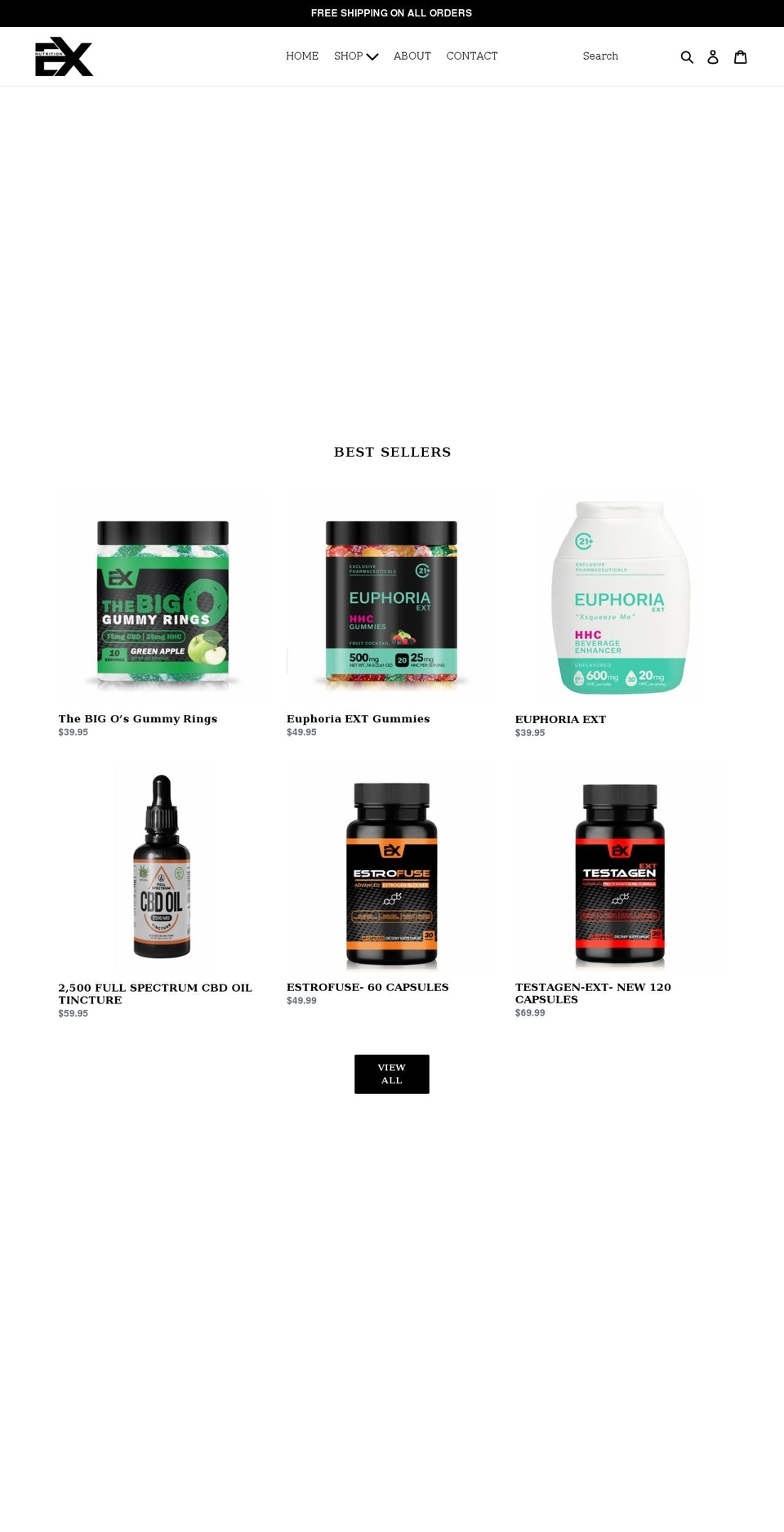 exnutrition.com shopify website screenshot