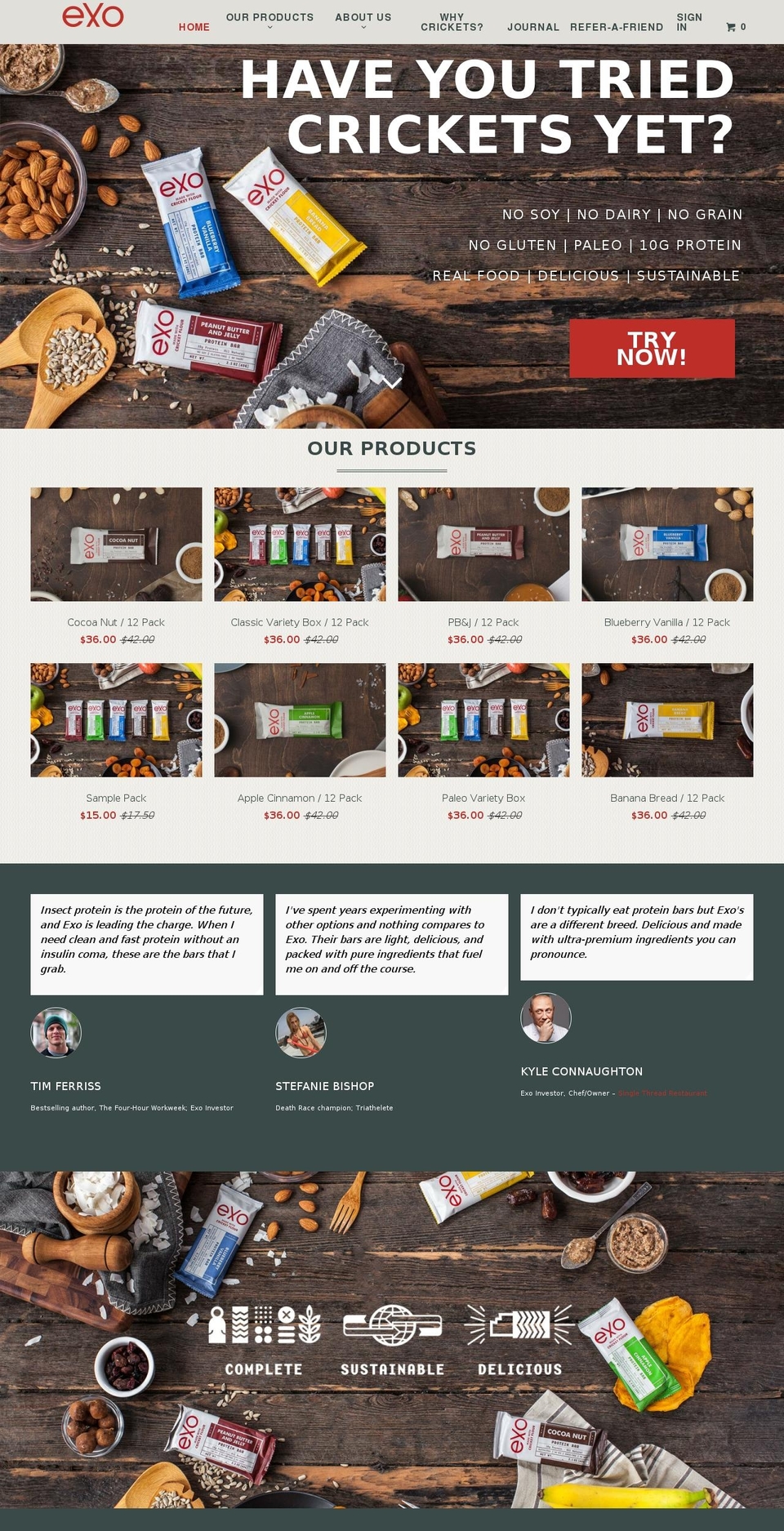 exobar.com shopify website screenshot