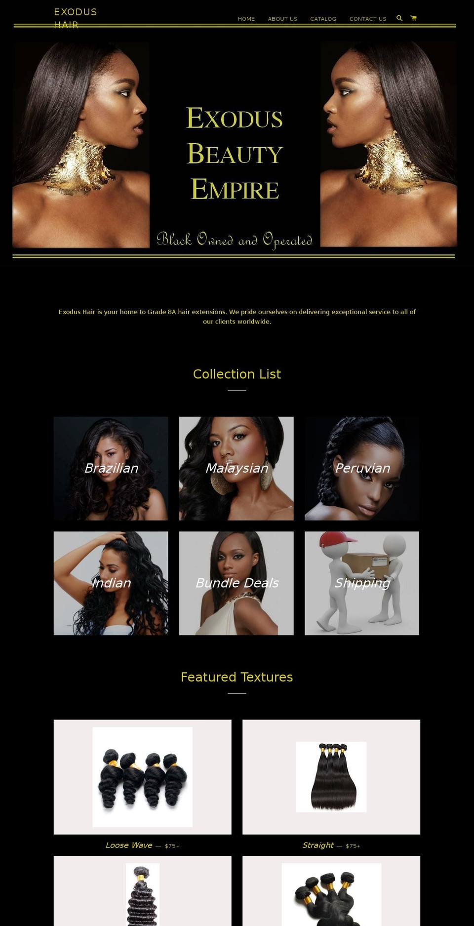 exodusbeautyempire.com — Shopify storefront screenshot