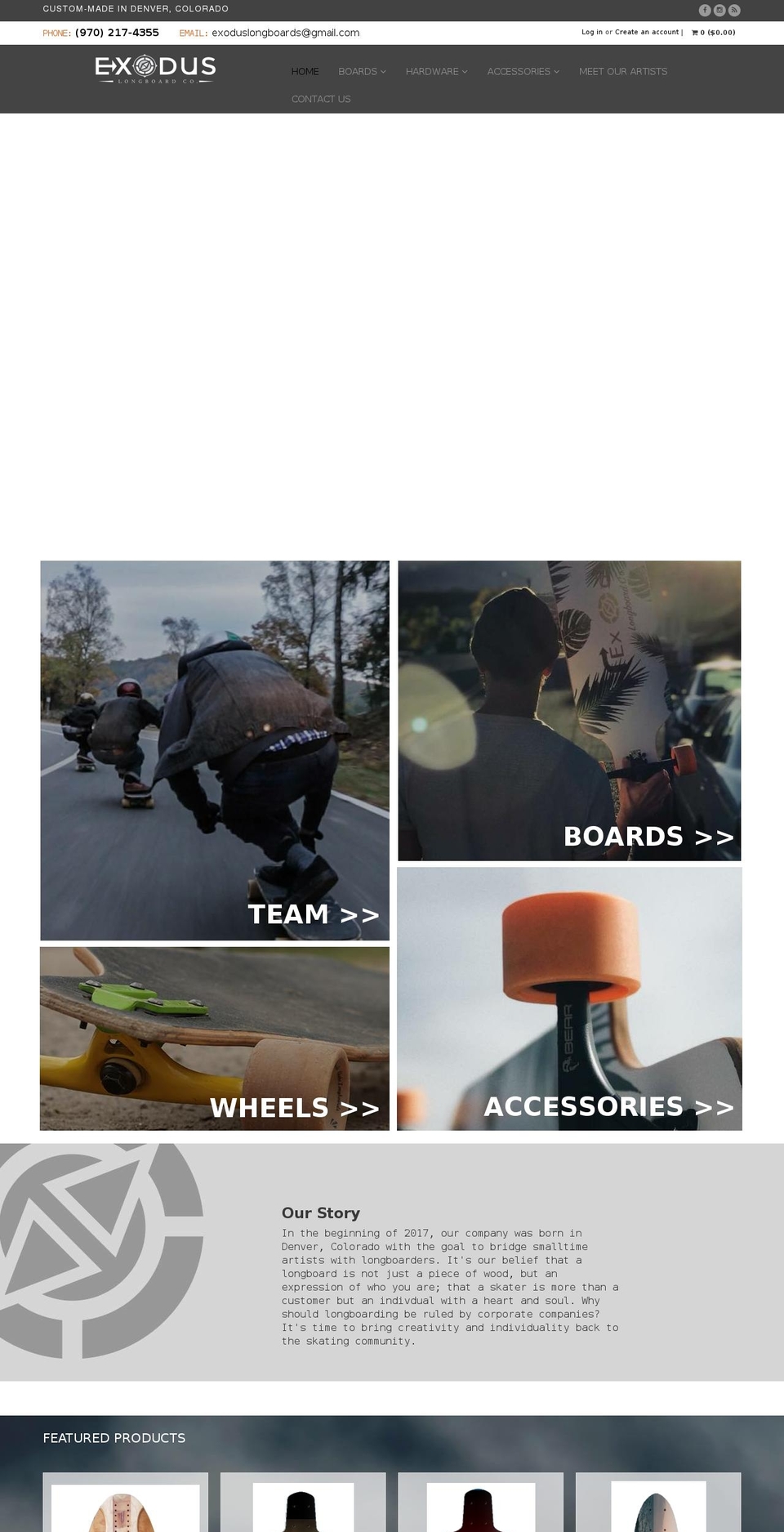 exoduslongboards.com — Shopify storefront screenshot