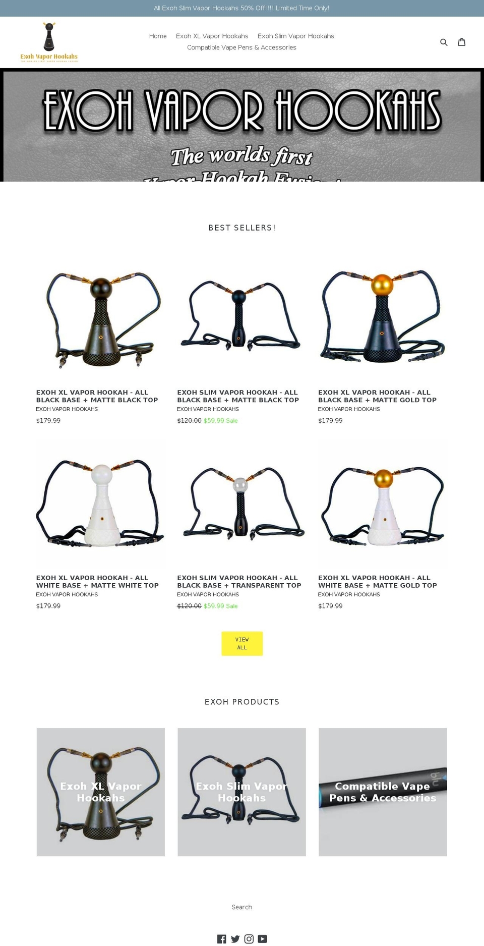 exohvaporhookahs.com — Shopify storefront screenshot