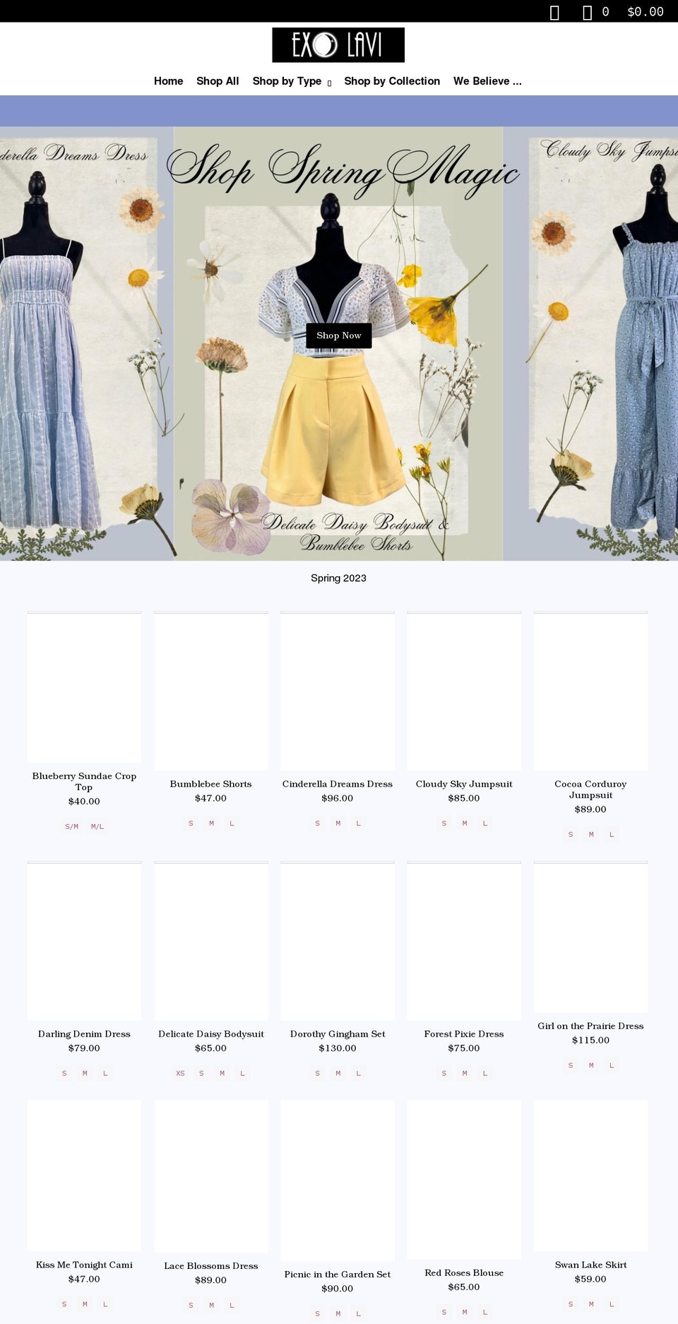exolavi.com shopify website screenshot