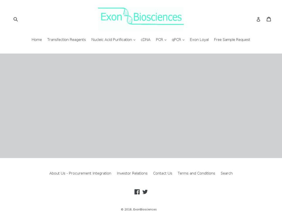 exonbiosciences.com — Shopify storefront screenshot