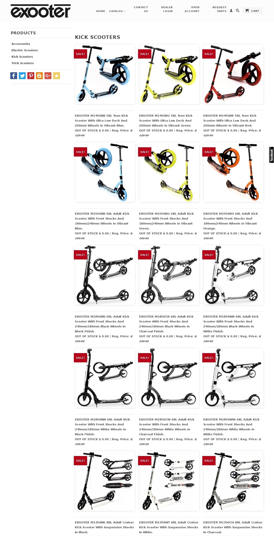 exooter.net shopify website screenshot
