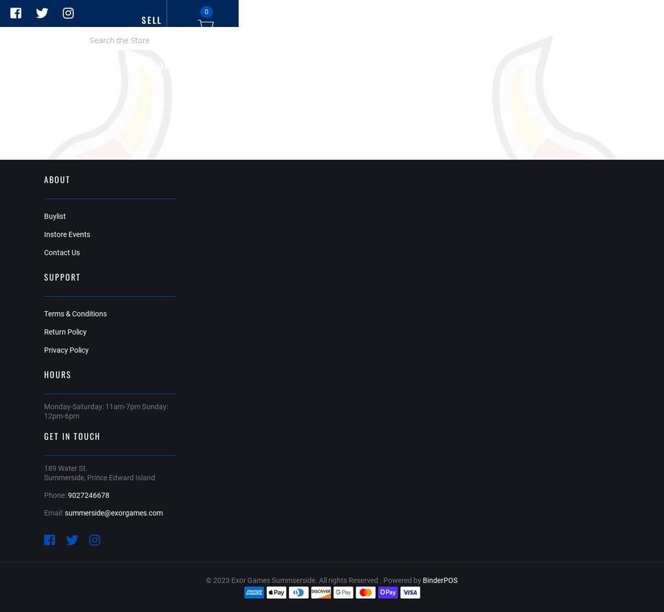 BinderPOS Theme v Shopify theme site example exor-games-summserside.myshopify.com