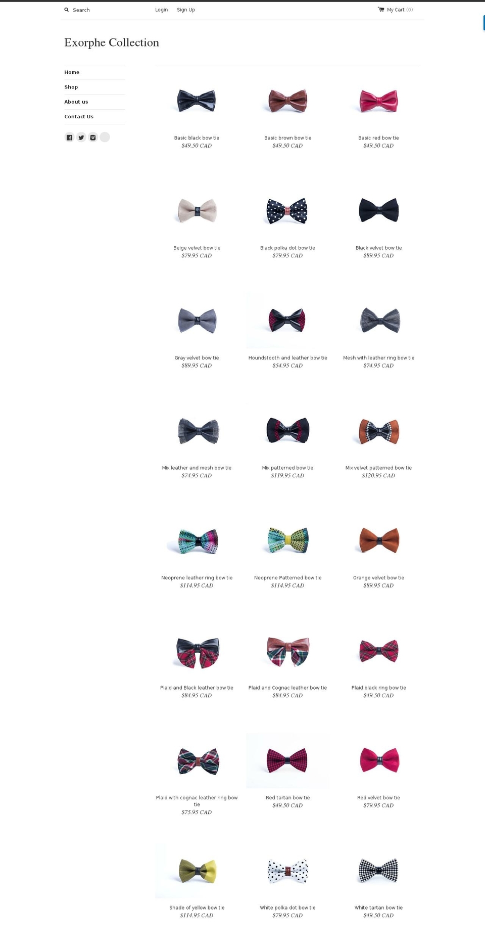 exorphecollection.com shopify website screenshot