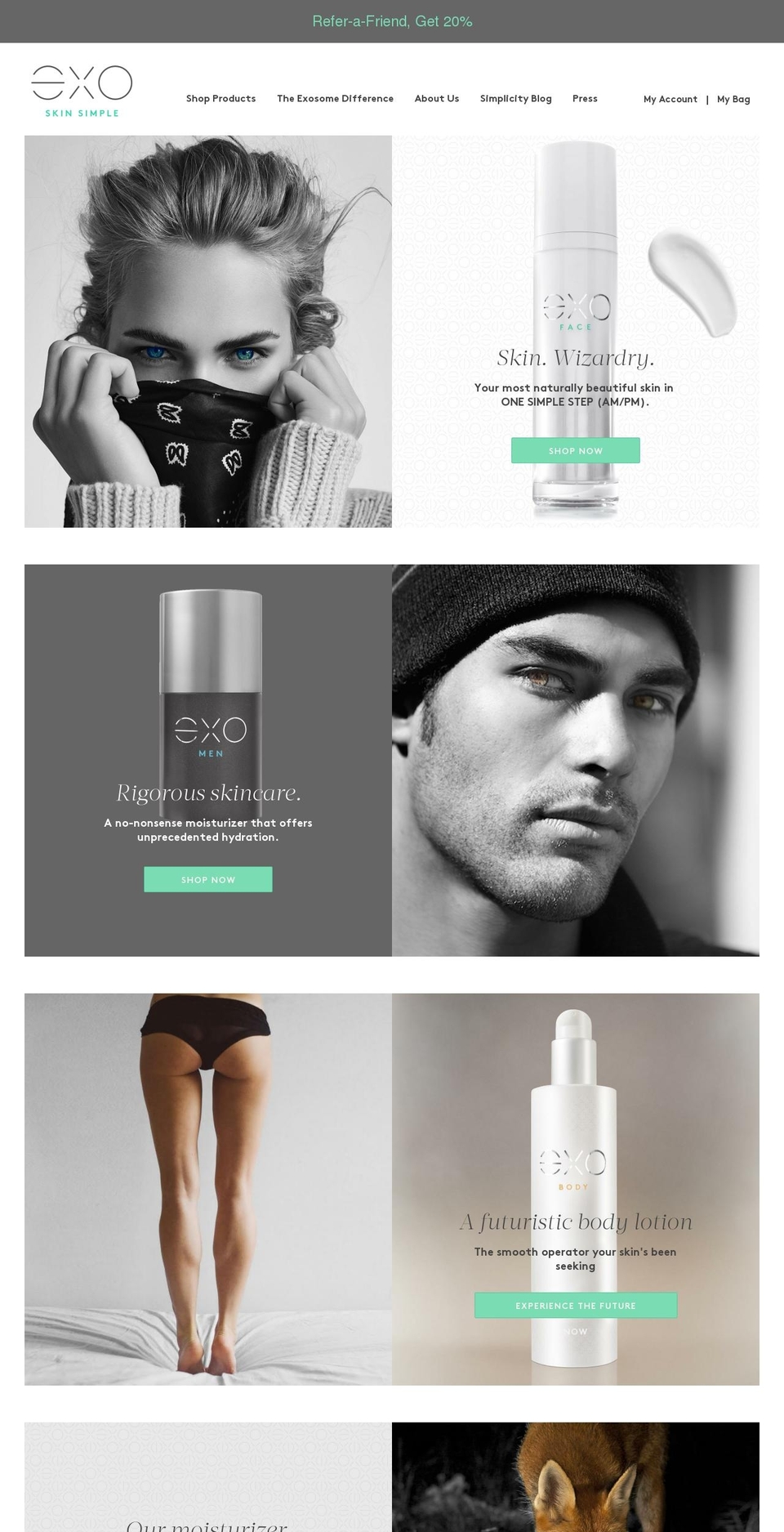mosaic Shopify theme site example exoskinsimple.info