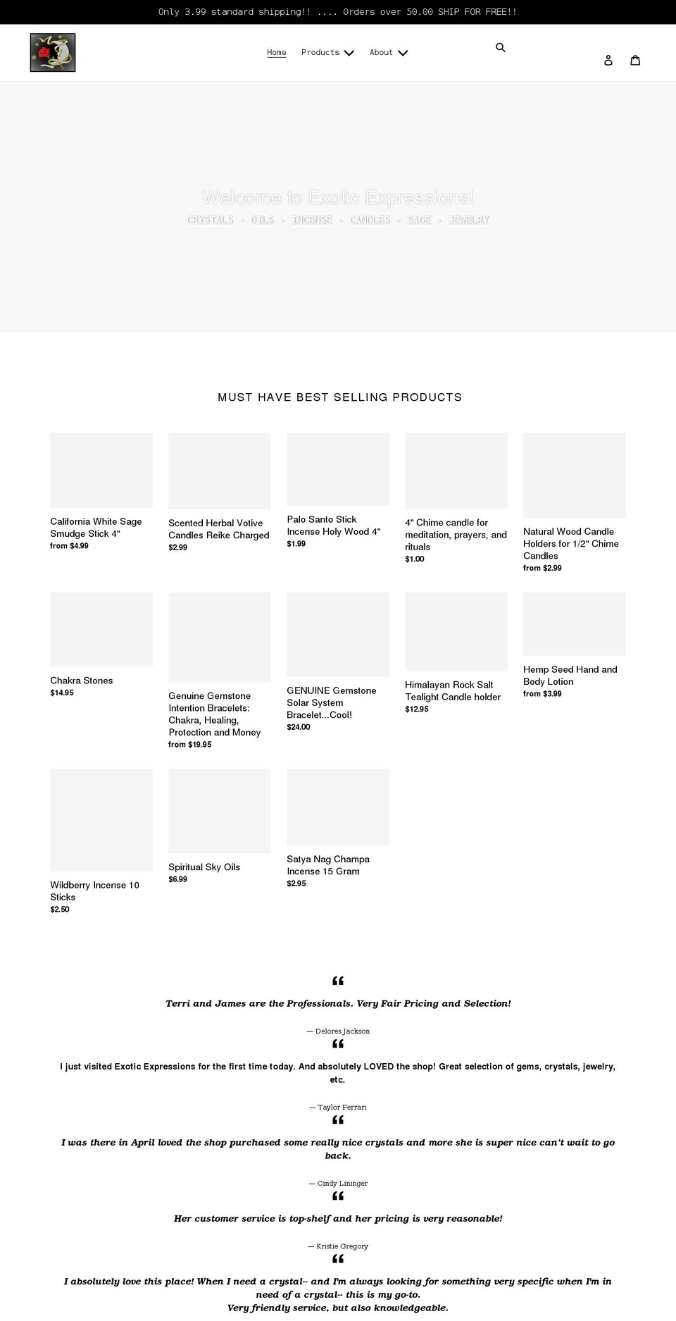 exotic-expressions.net shopify website screenshot