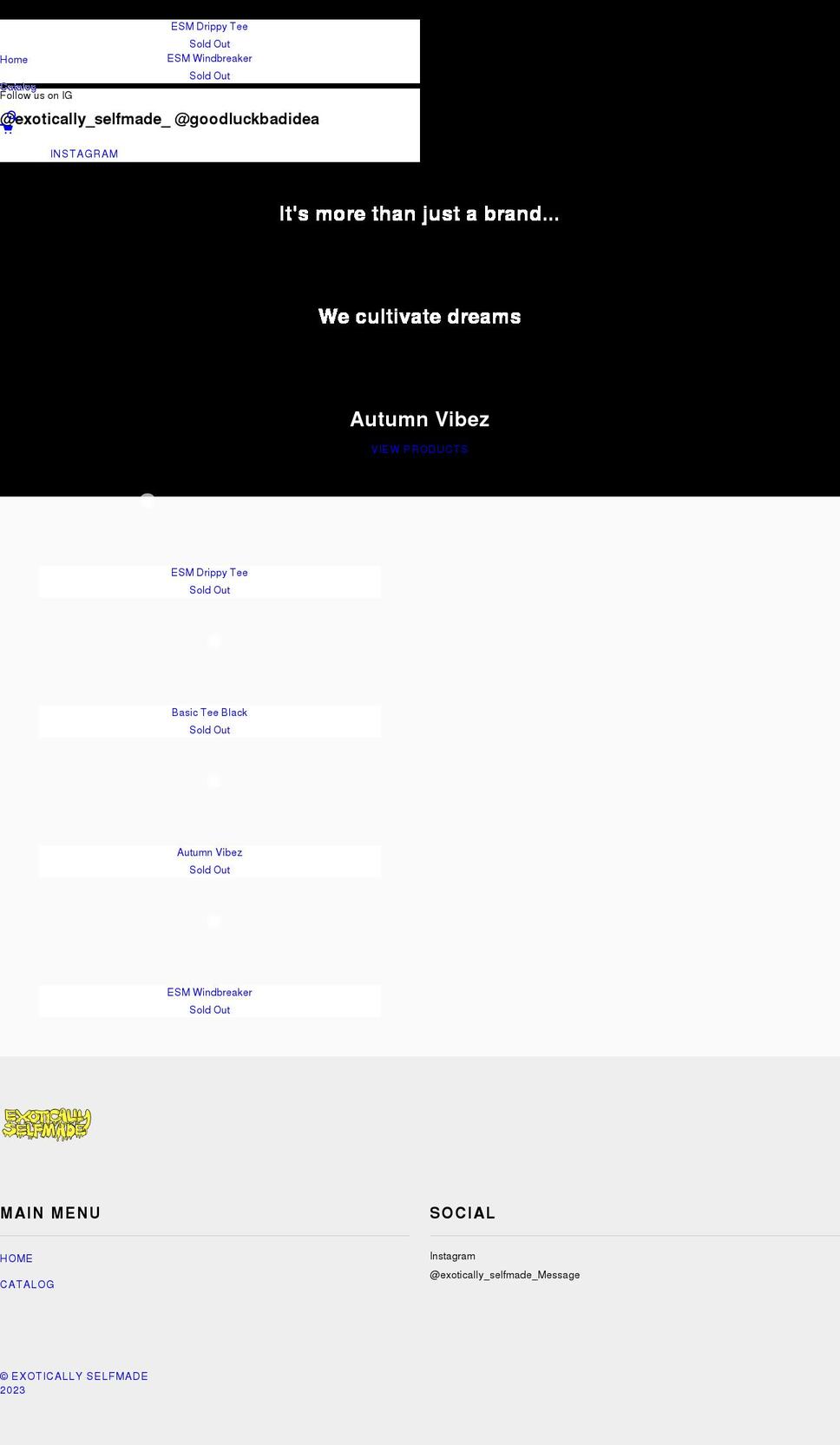 exoticallyselfmade.com shopify website screenshot