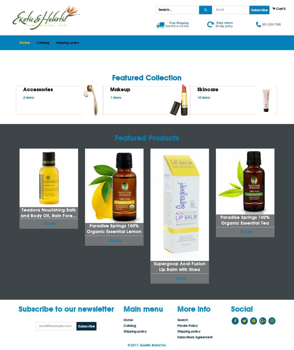 Ayush Shopify theme site example exoticandholistic.com