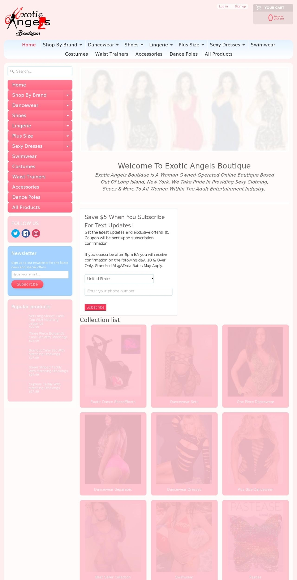 exoticangelsboutique.com shopify website screenshot