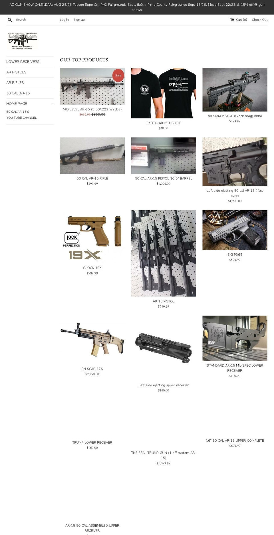 exoticar15.com shopify website screenshot