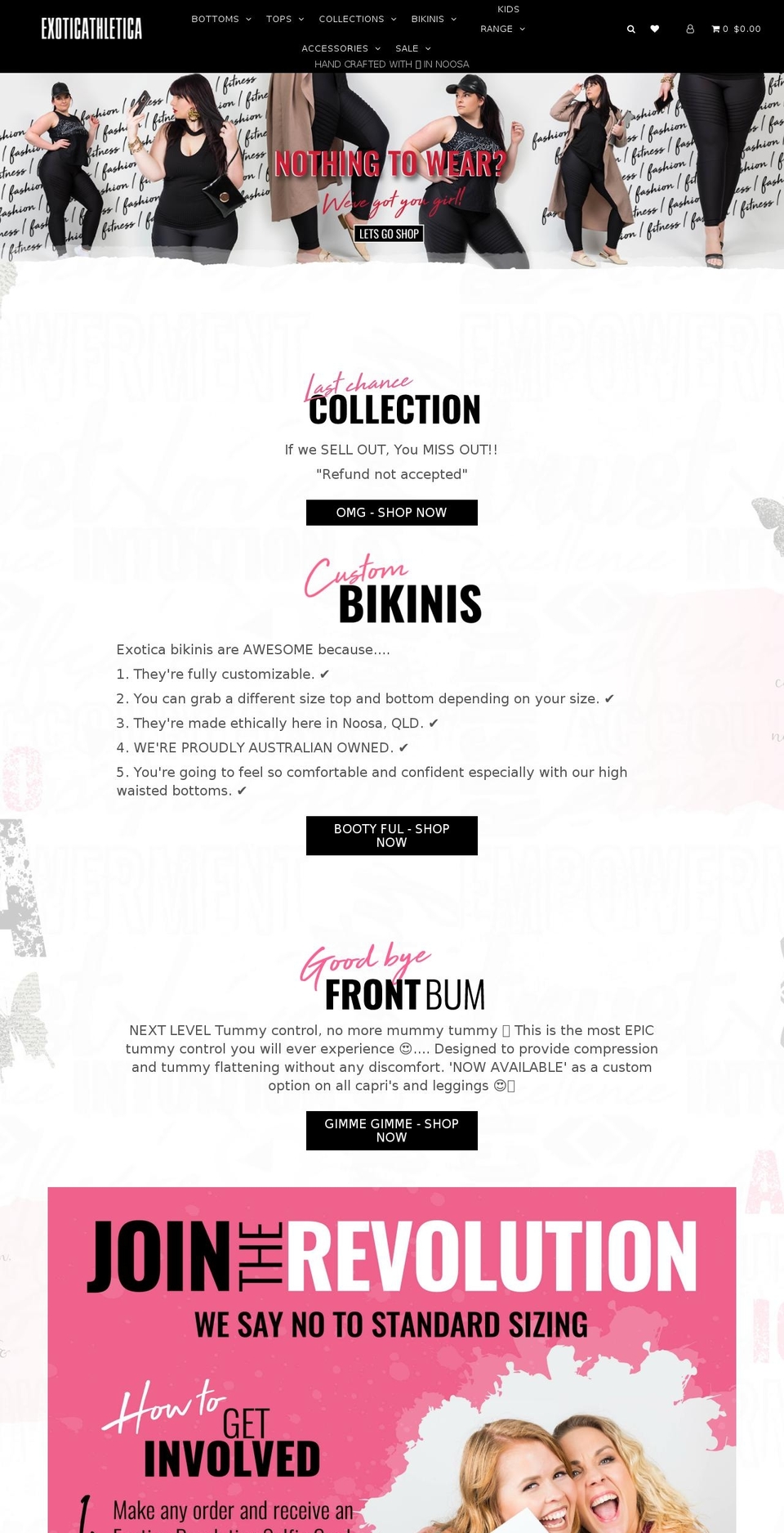 exoticathletica.com.au shopify website screenshot