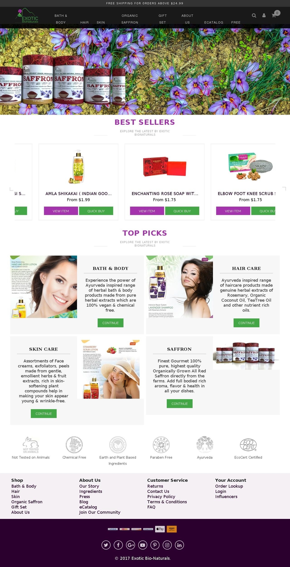 exoticbionaturals.com shopify website screenshot