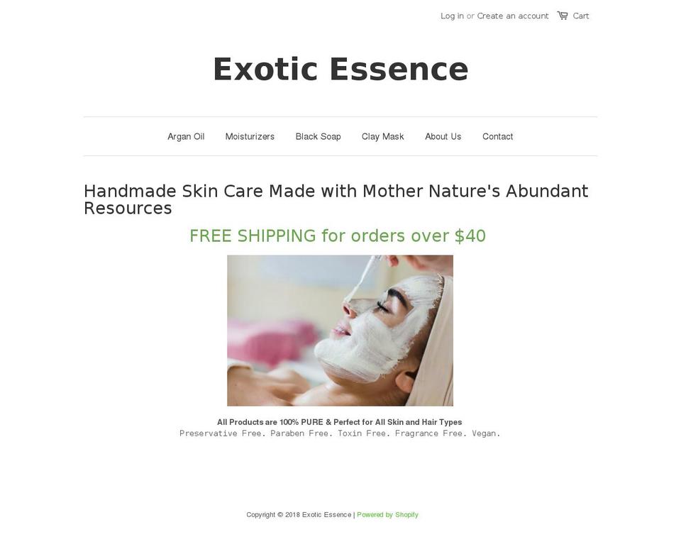 exoticessenceshop.com — Shopify storefront screenshot