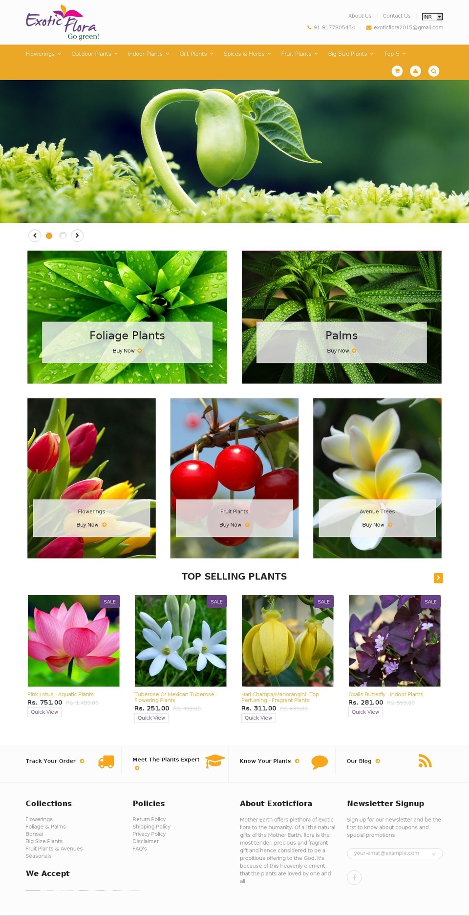 exoticflora.in shopify website screenshot