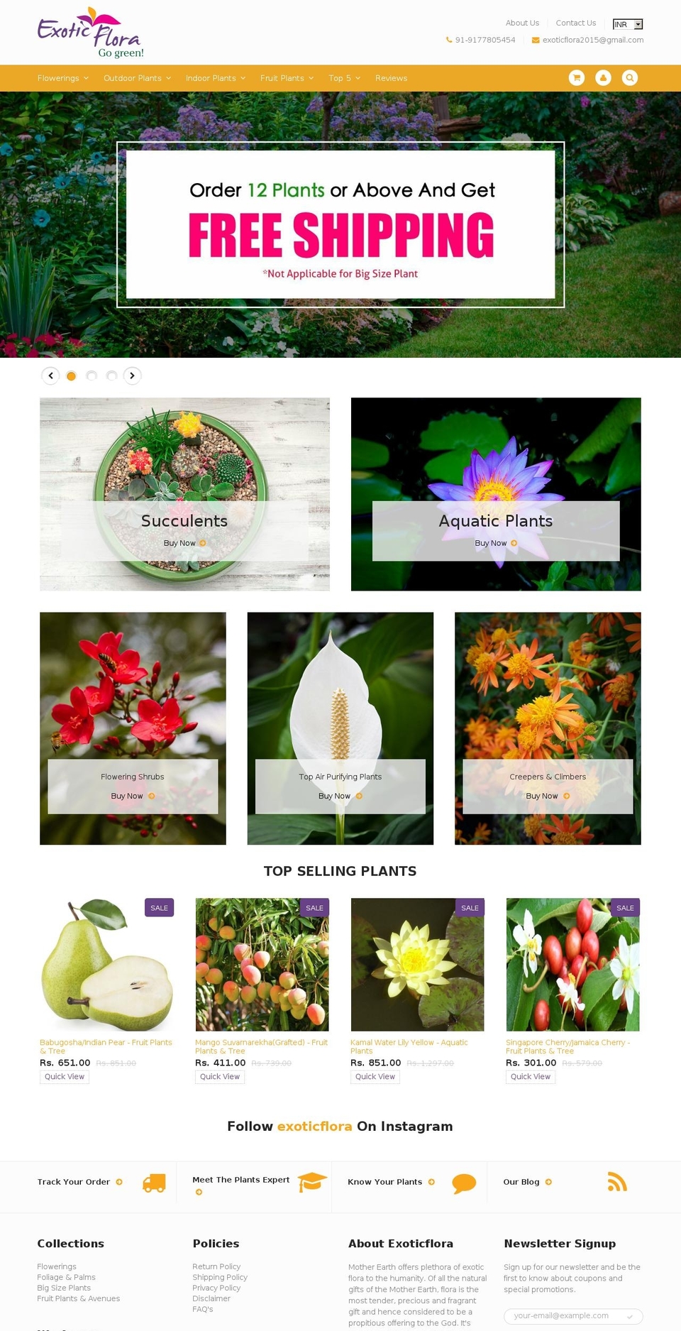 exoticflora.net shopify website screenshot