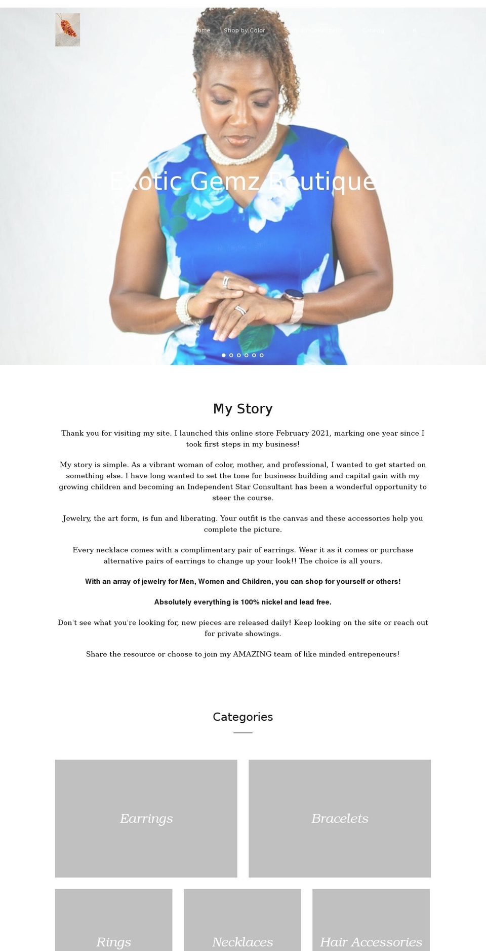 exoticgemzboutique.com shopify website screenshot