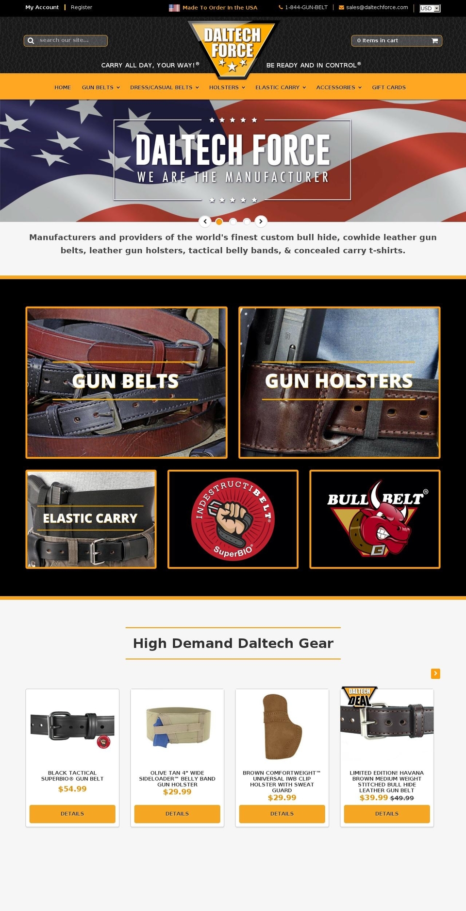 exoticgunbelts.com shopify website screenshot