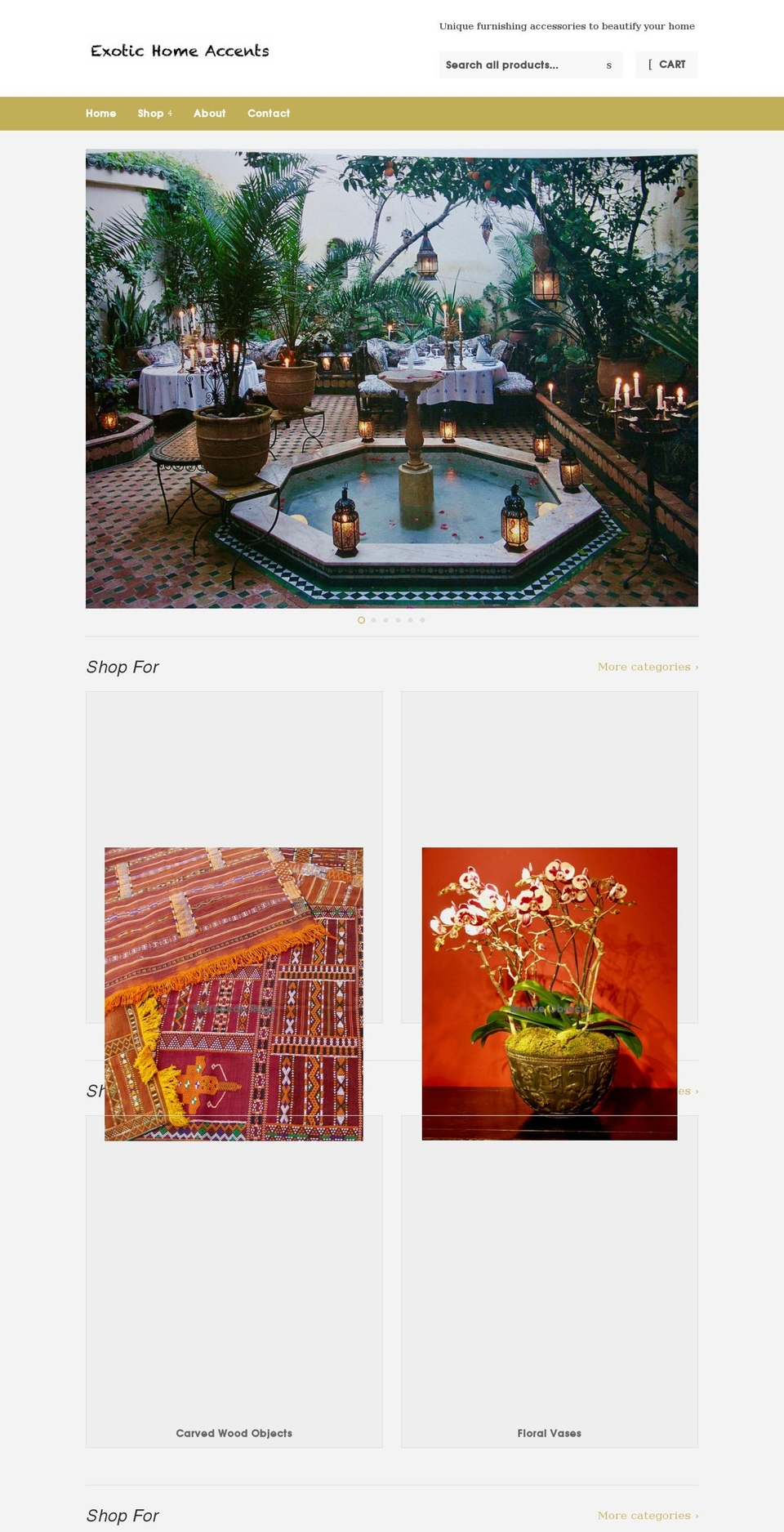 exotichomeaccents.com shopify website screenshot