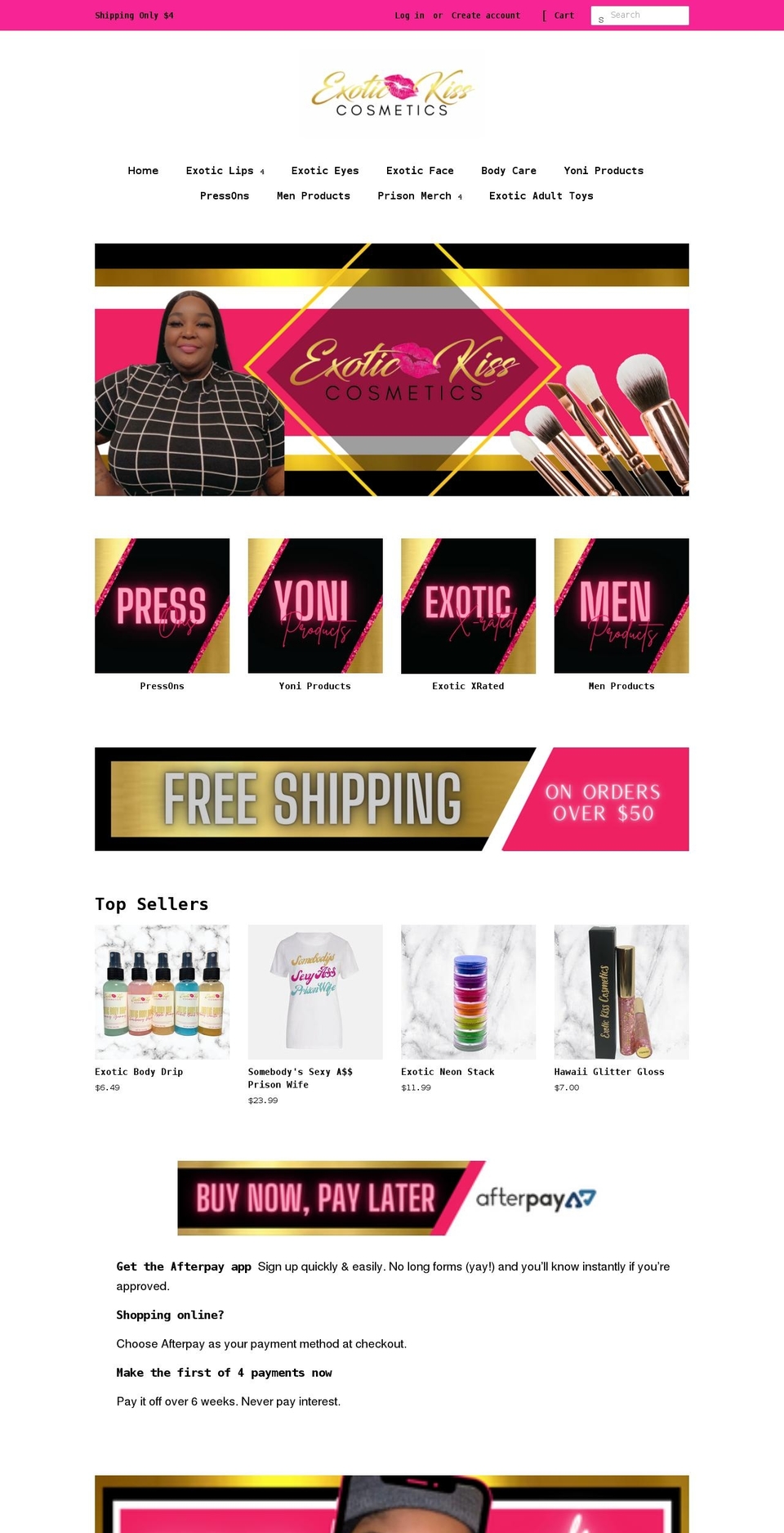 exotickisscosmetics.com shopify website screenshot