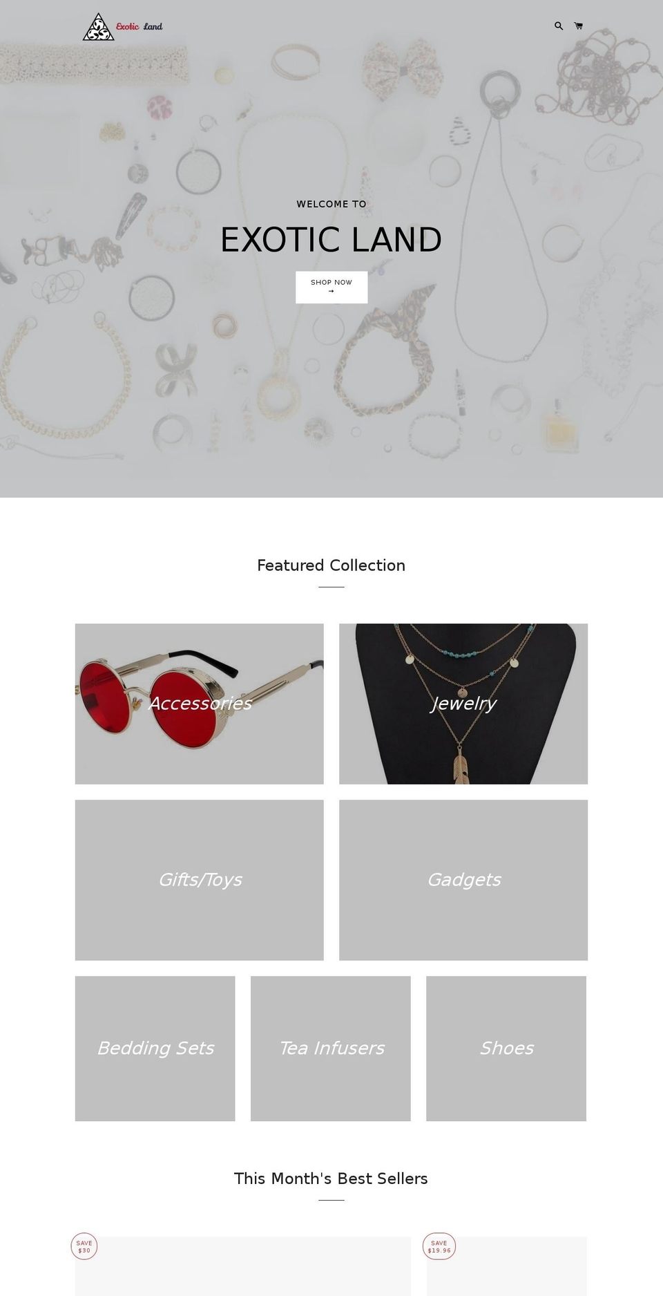 exoticland.net shopify website screenshot