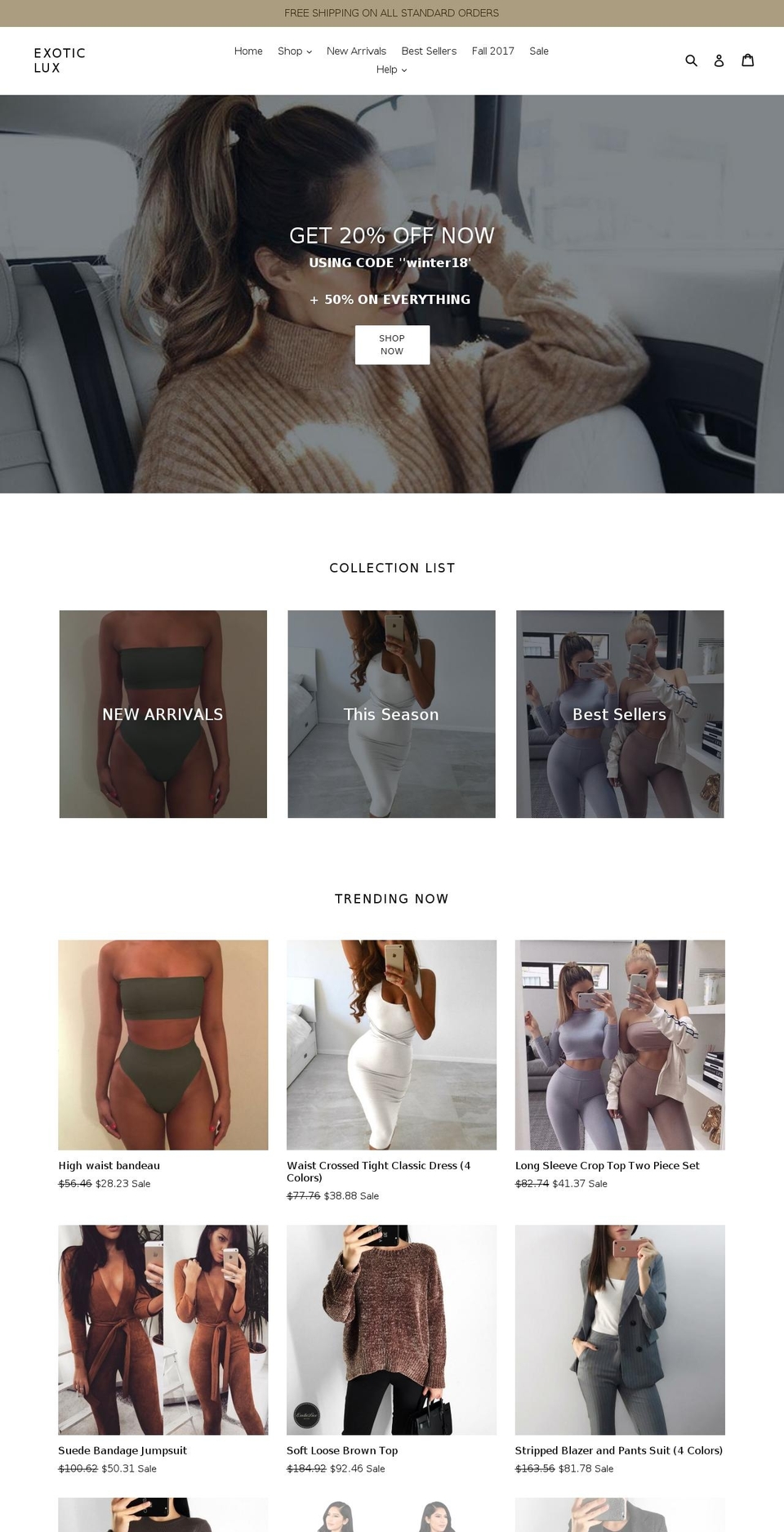exoticlux.com — Shopify storefront screenshot